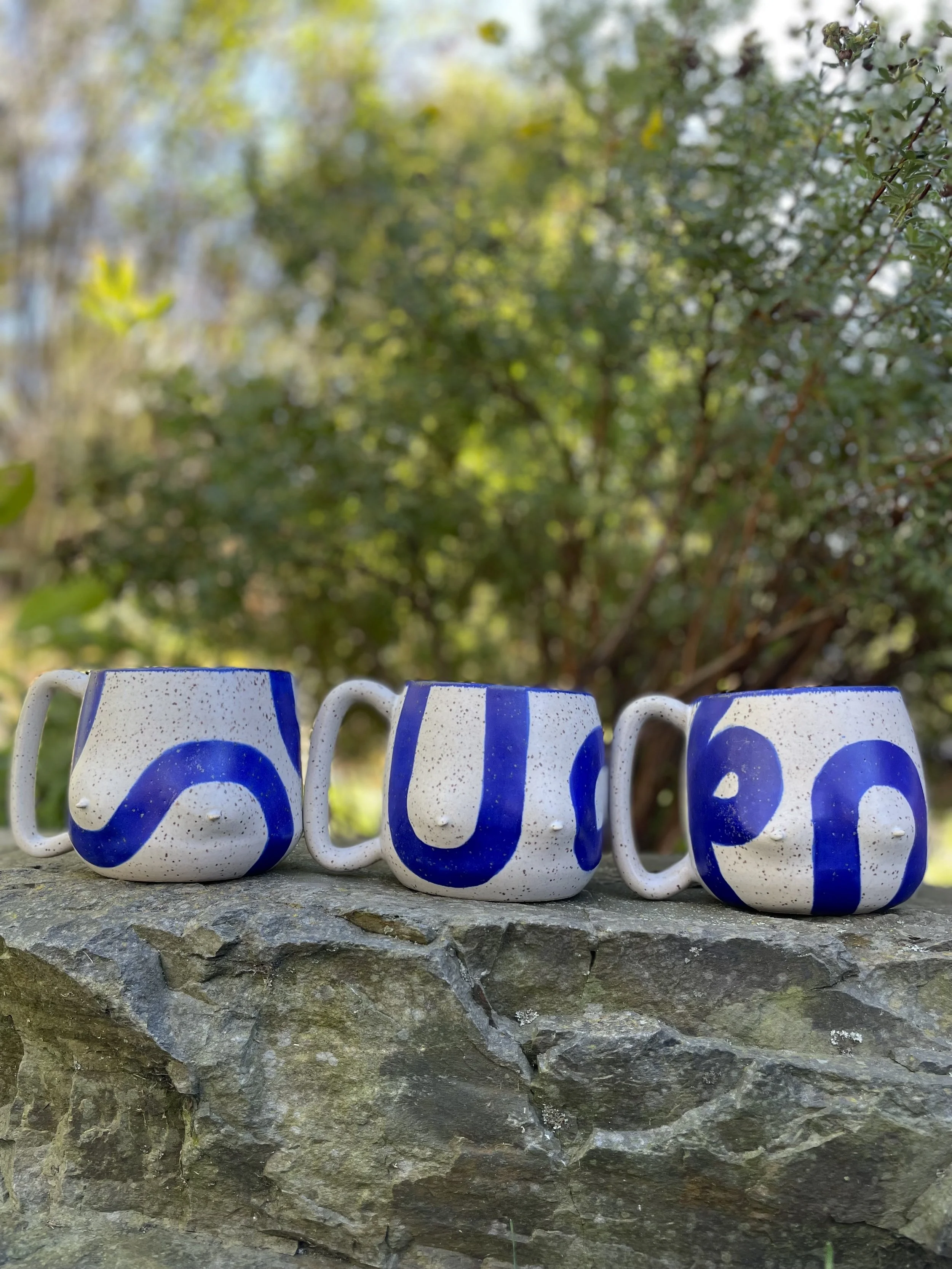 Loopy Breast Mug in cobalt blue