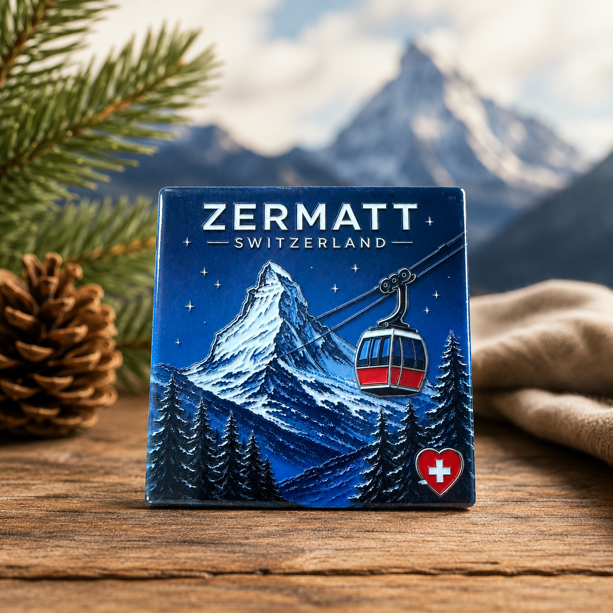 Zermatt Night Ceramic Coaster
