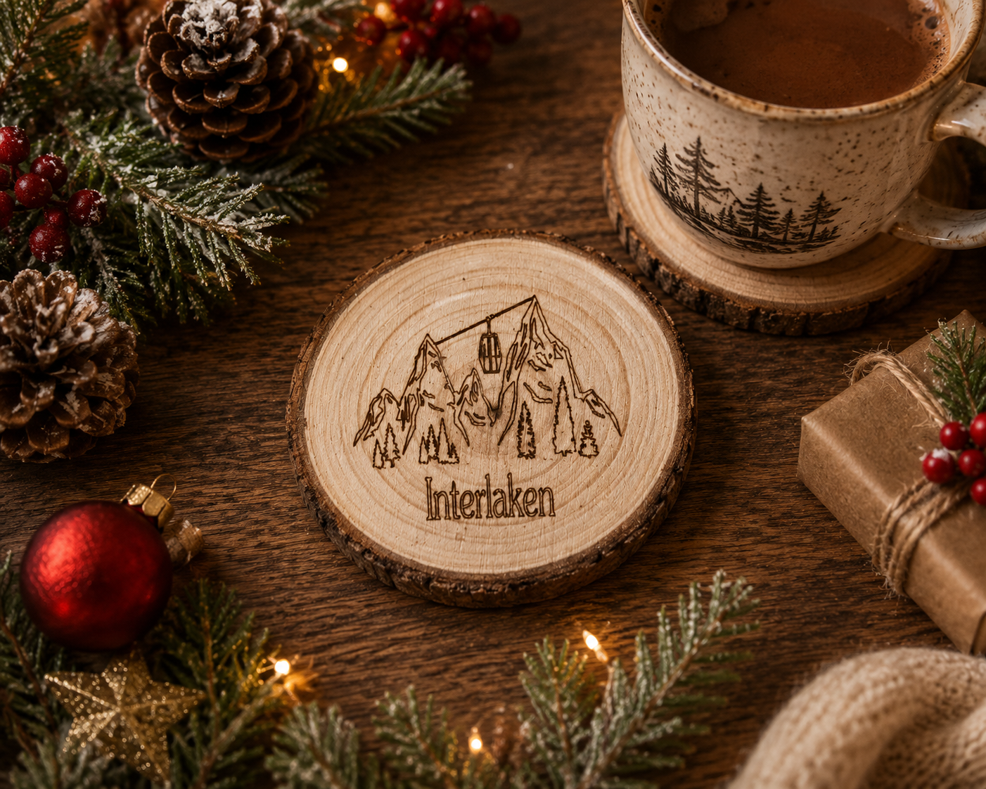 Interlaken Wood Coaster for Decoration