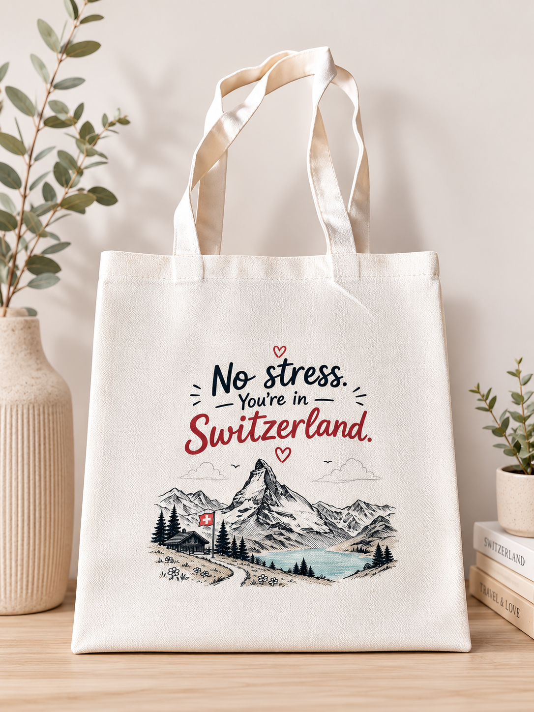 No Stress in Switzerland Tote Bag