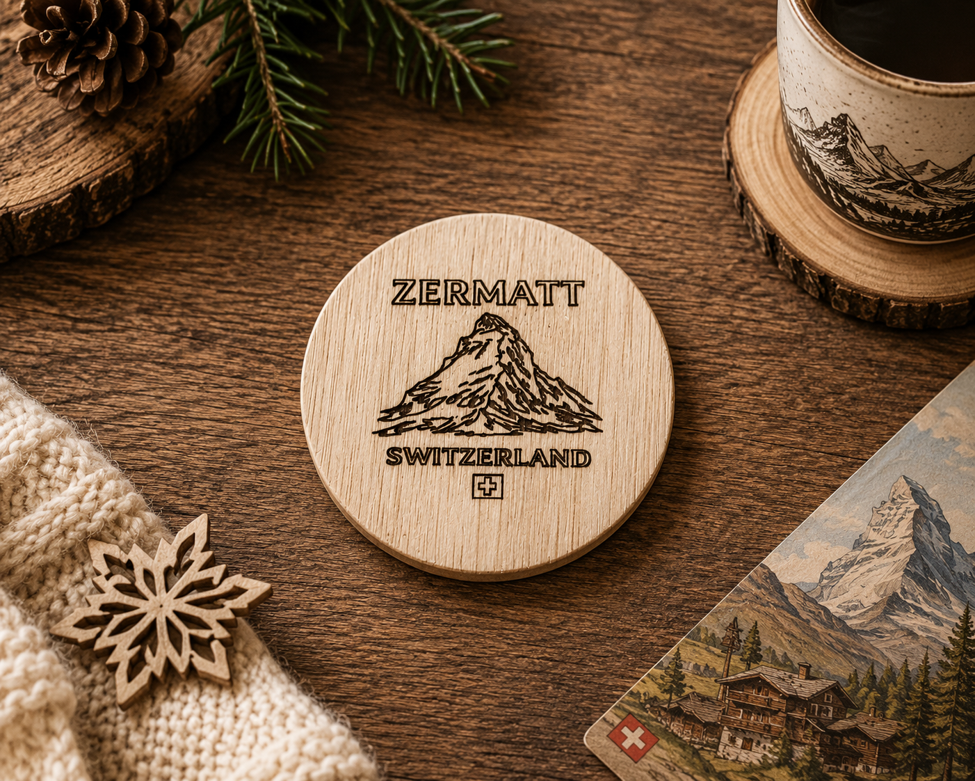 Zermatt 2*1 Magnet und Flaschenöffner Holz