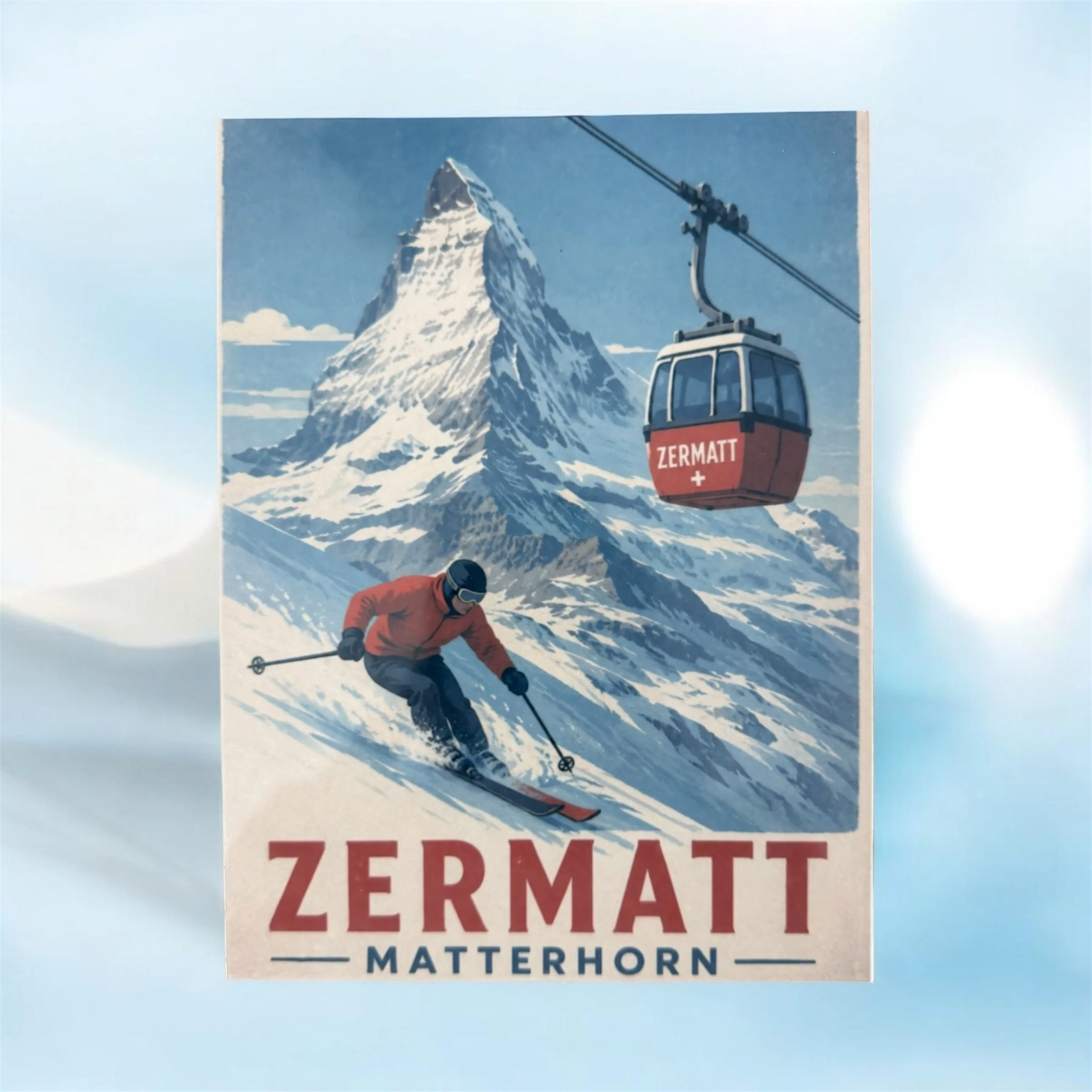 Skii in Zermatt Foto Metallschild