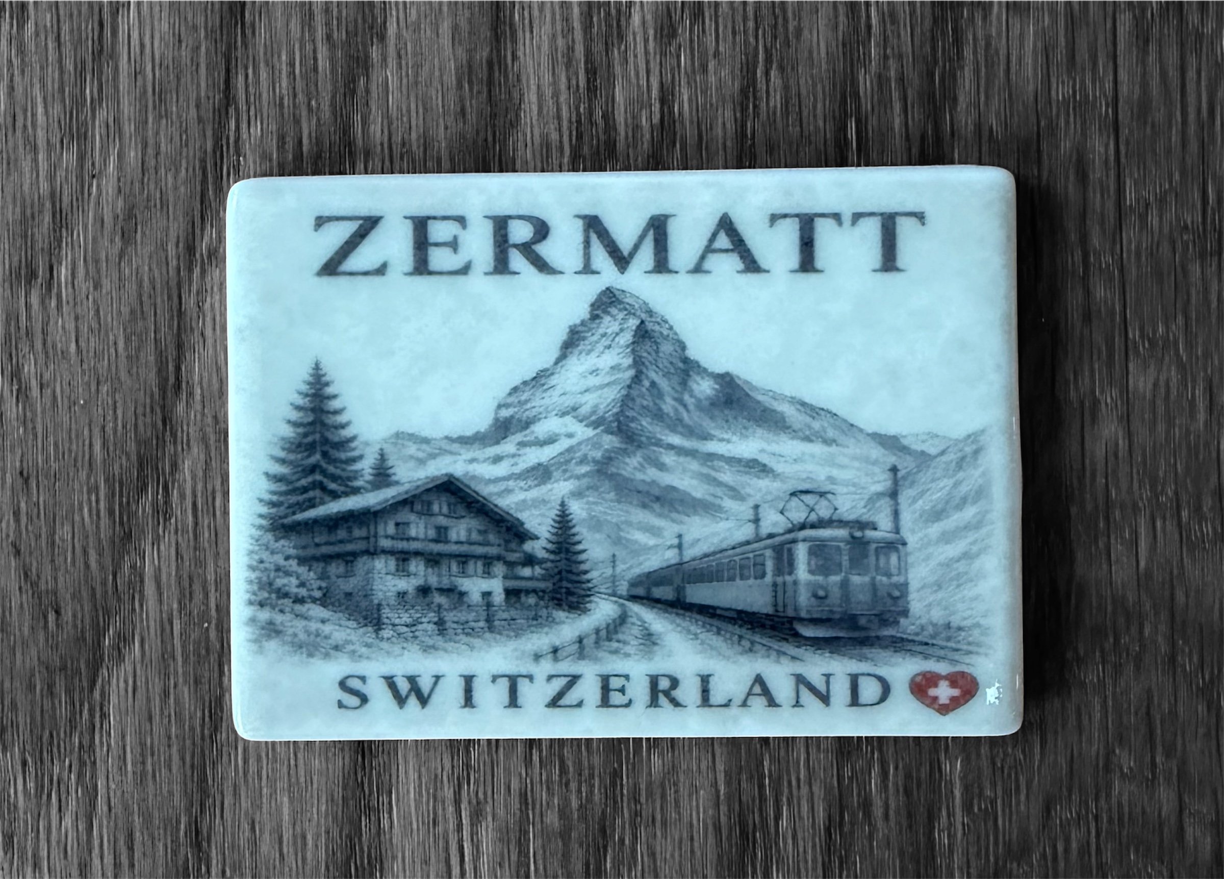 Zermatt Black and White Ceramic Magnet