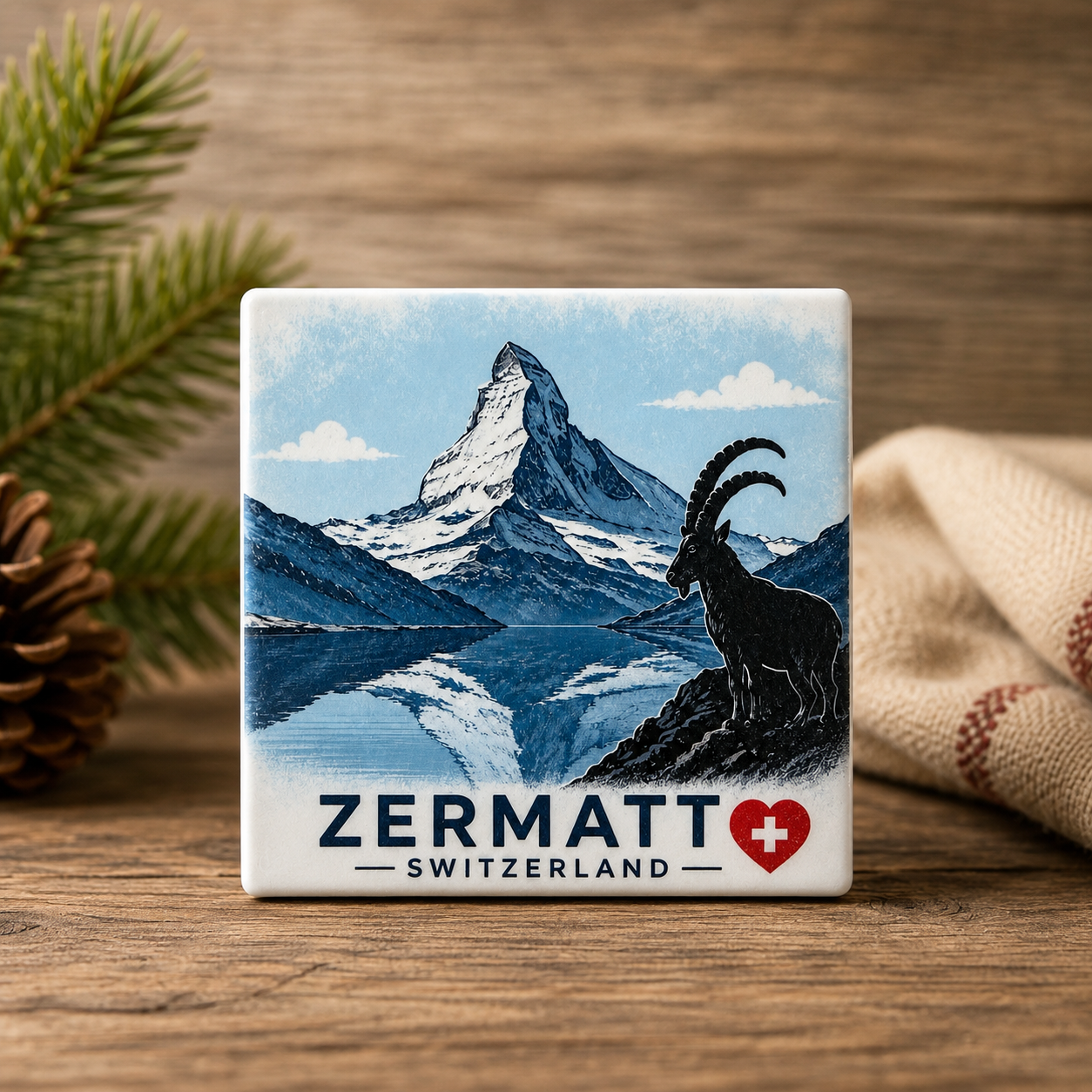 Zermatt Steinbock Keramik Untersetzer
