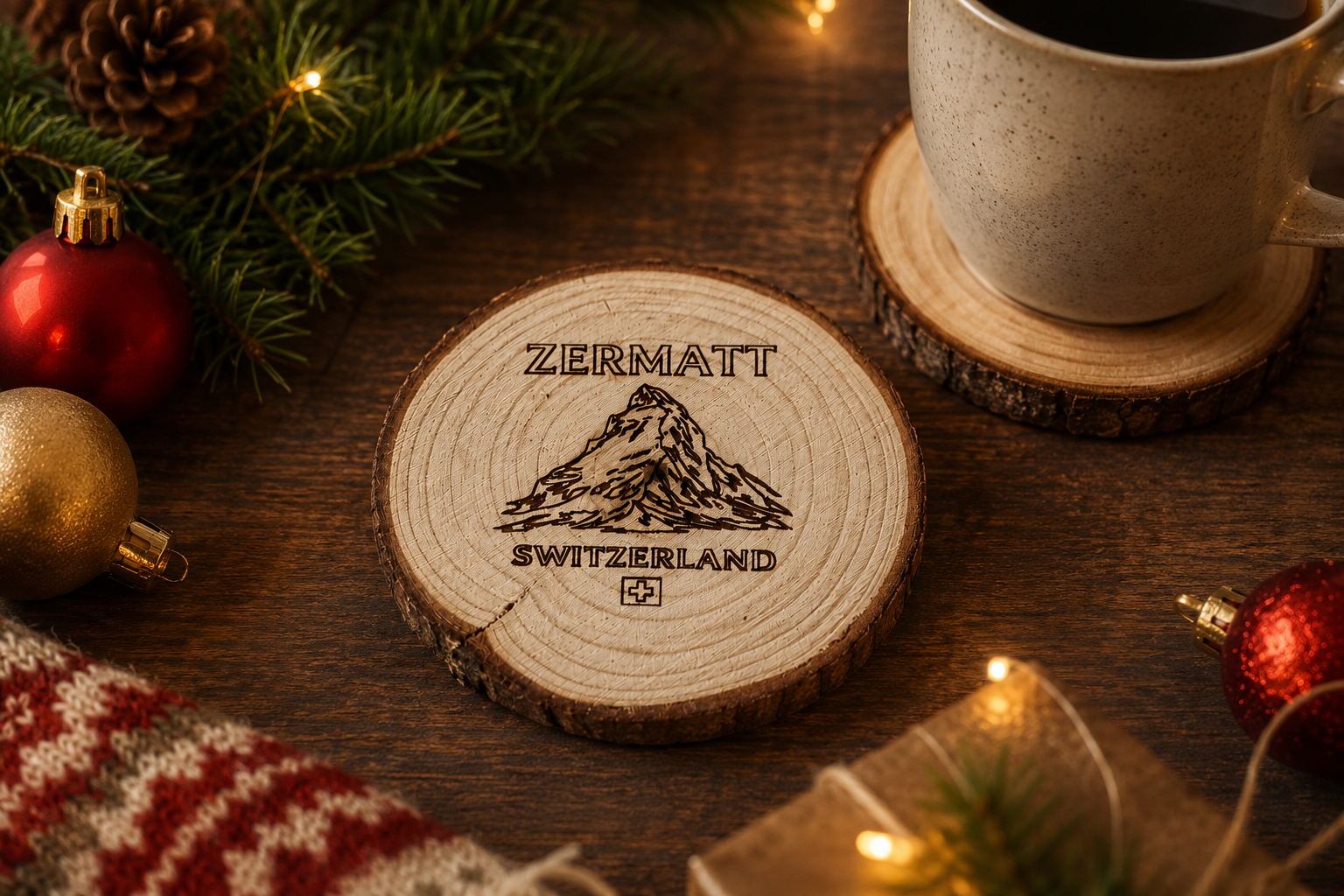 Zermatt wood Coaster for Decoration