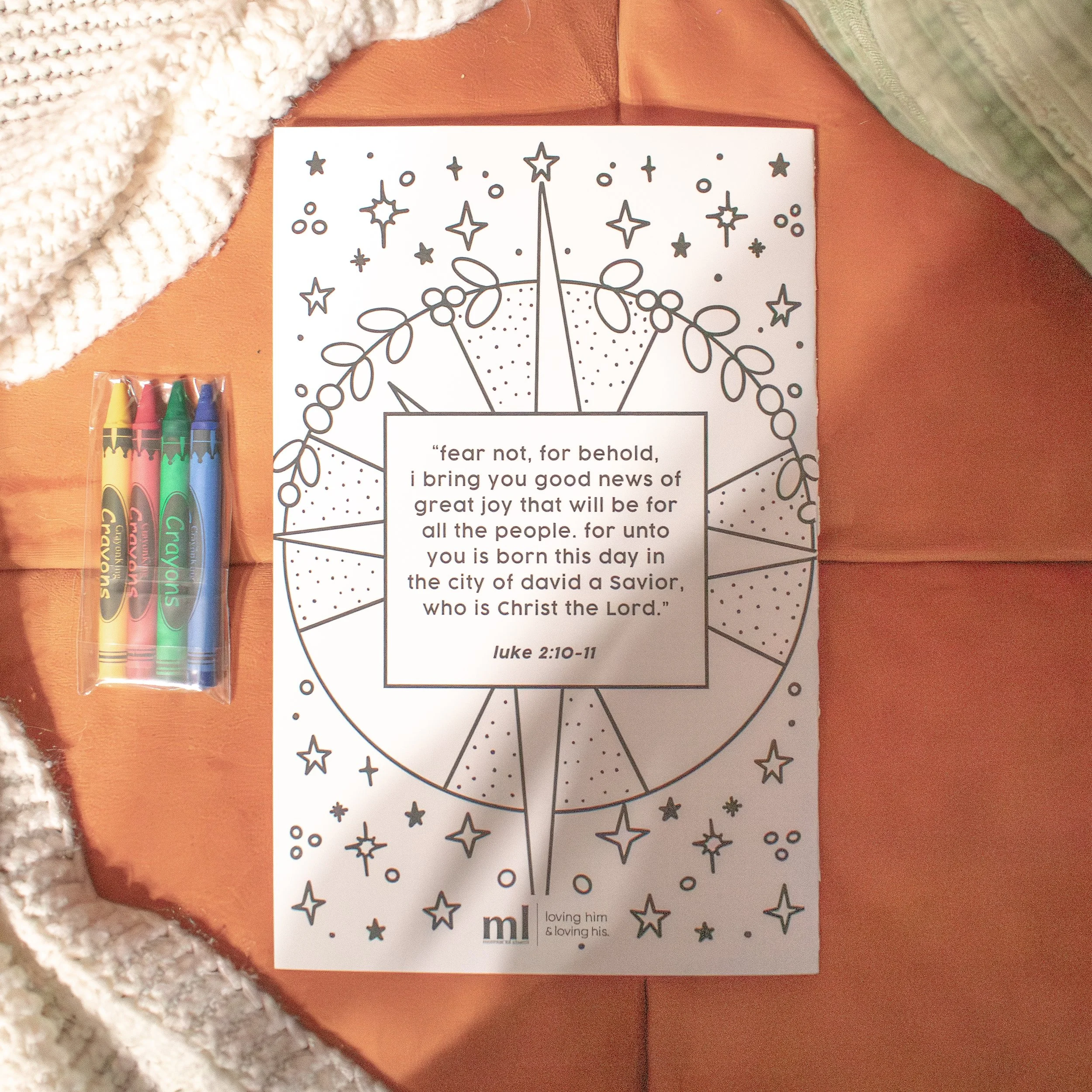 Coloring-book-inspired cover for a kids’ Christmas activity booklet for Matthias' Lot Church. 