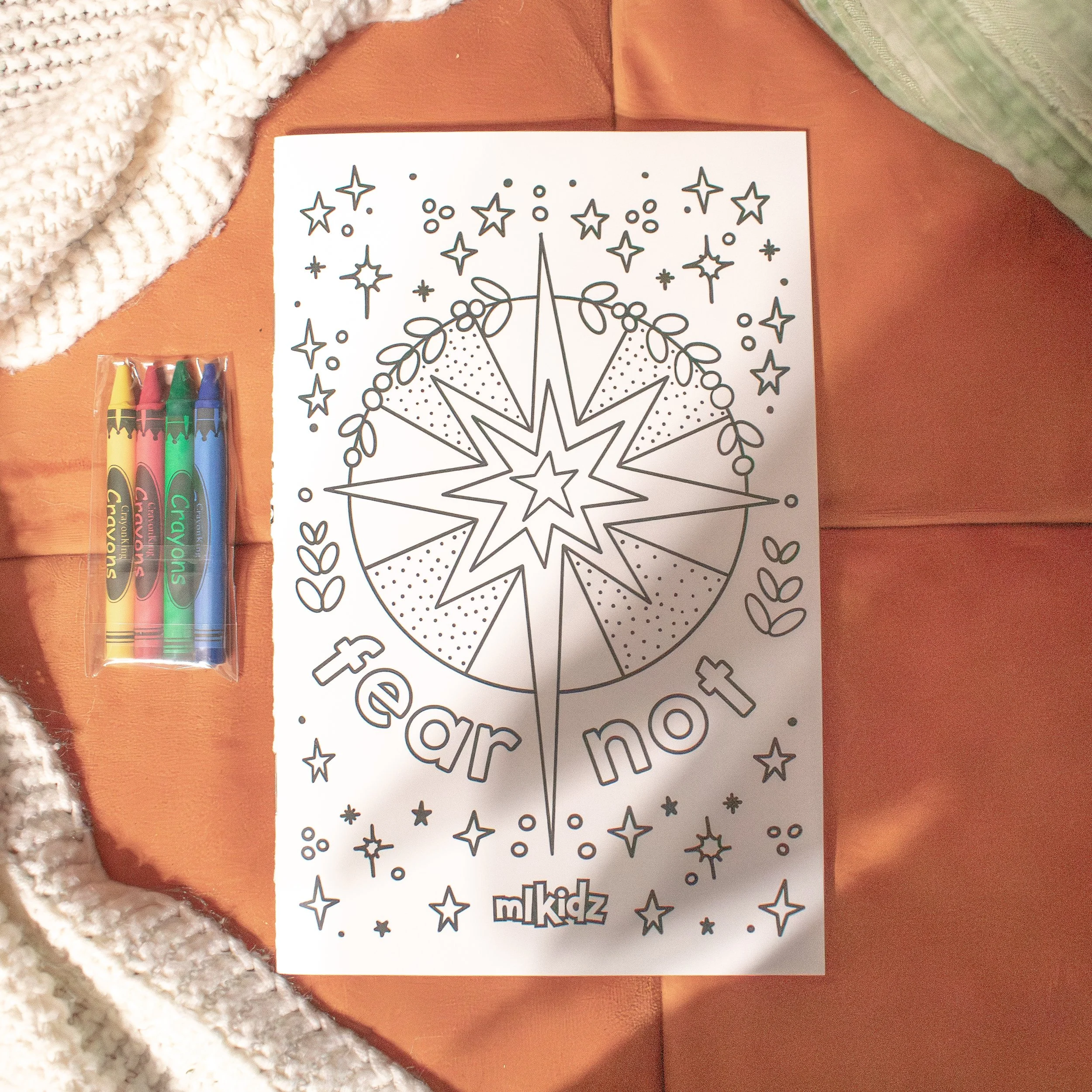 Coloring-book-inspired cover for a kids’ Christmas activity booklet for Matthias' Lot Church. 