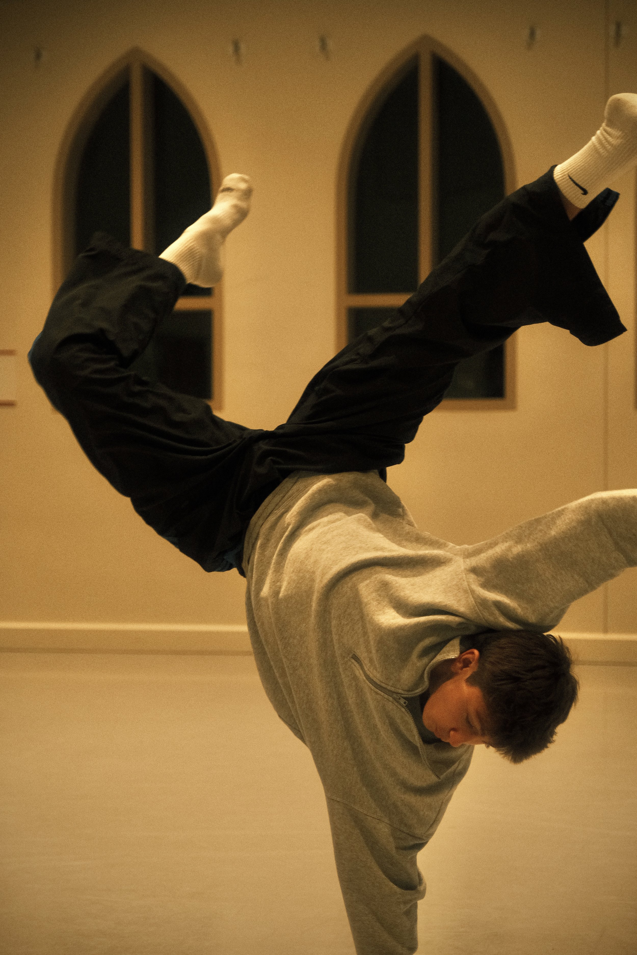 USC Kaufman dancer Sam Fine improvises in an empty studio after hours