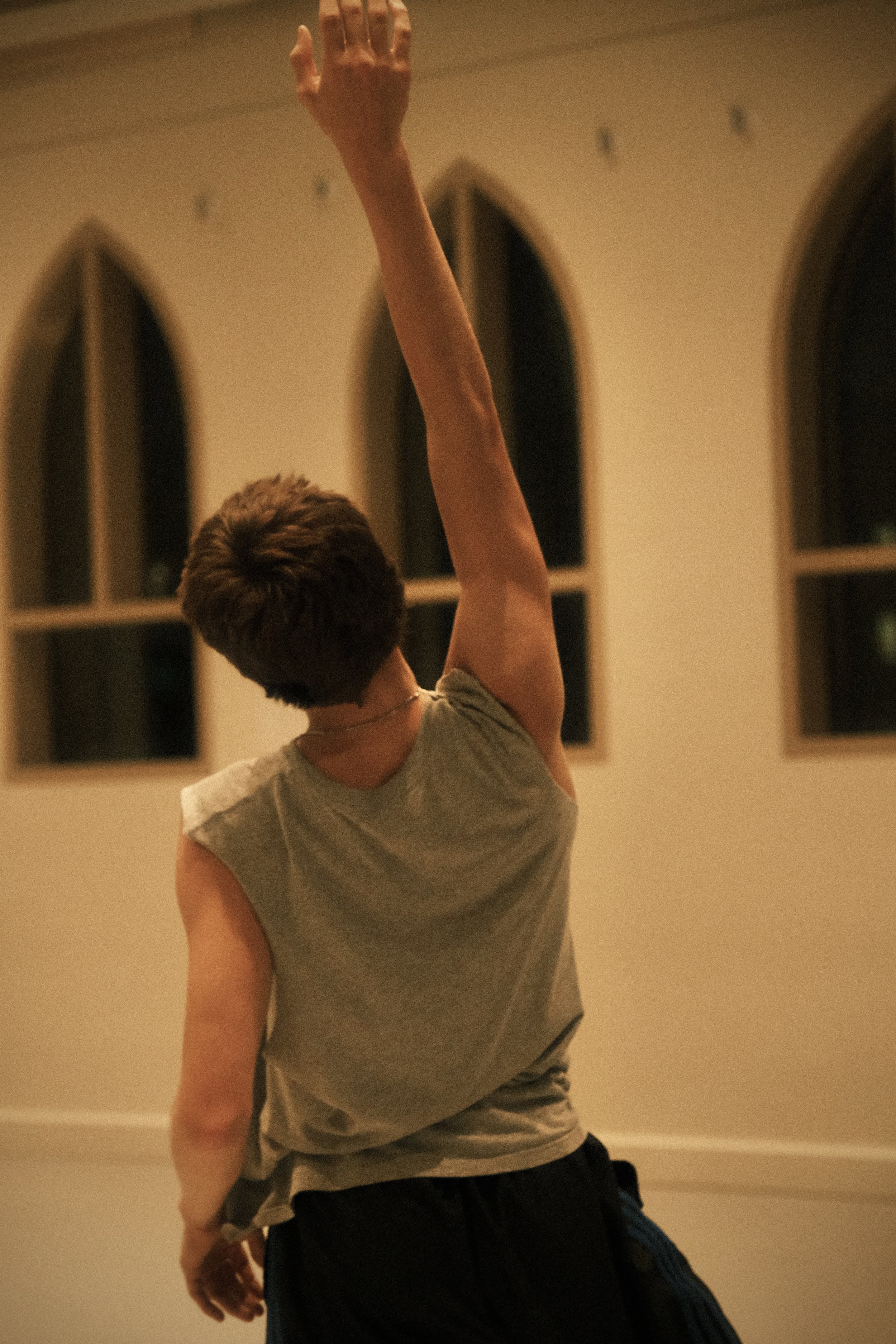 USC Kaufman dancer Sam Fine improvises in an empty studio after hours
