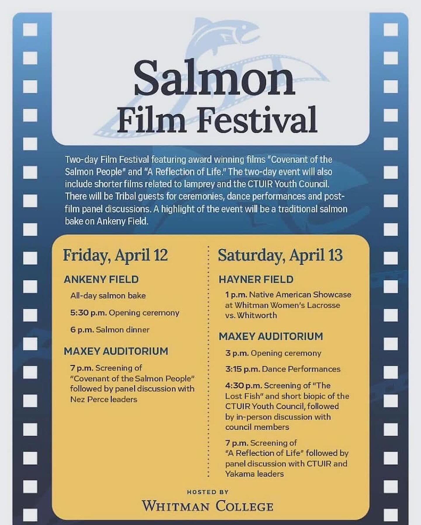 Repost from @acosia_
&bull;
Inviting you all out to the Salmon Film Festival this weekend in Walla Walla Washington Whitman College .

Our Film &ldquo;A Reflection of Life&rdquo; will be screening Saturday evening 7pm , a Panel discussion with Donald