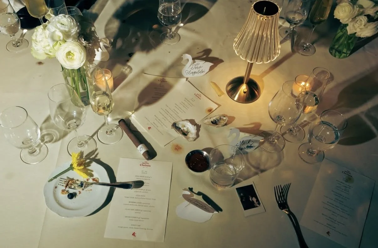 Reception wedding florals at Hotel Chelsea, New York City — timeless florals in white and greens by Fiora floral design, Hudson Valley and NYC wedding florist.