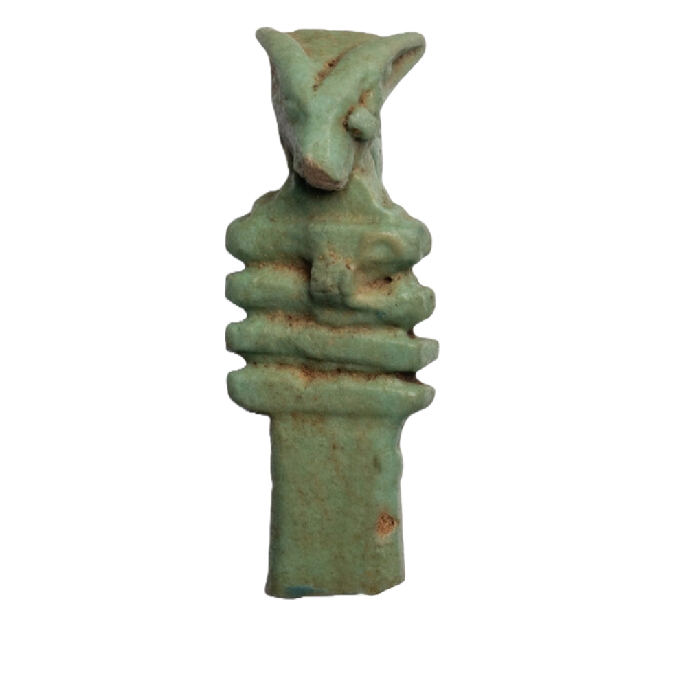 Unique Green Djed Amulet with Khnum