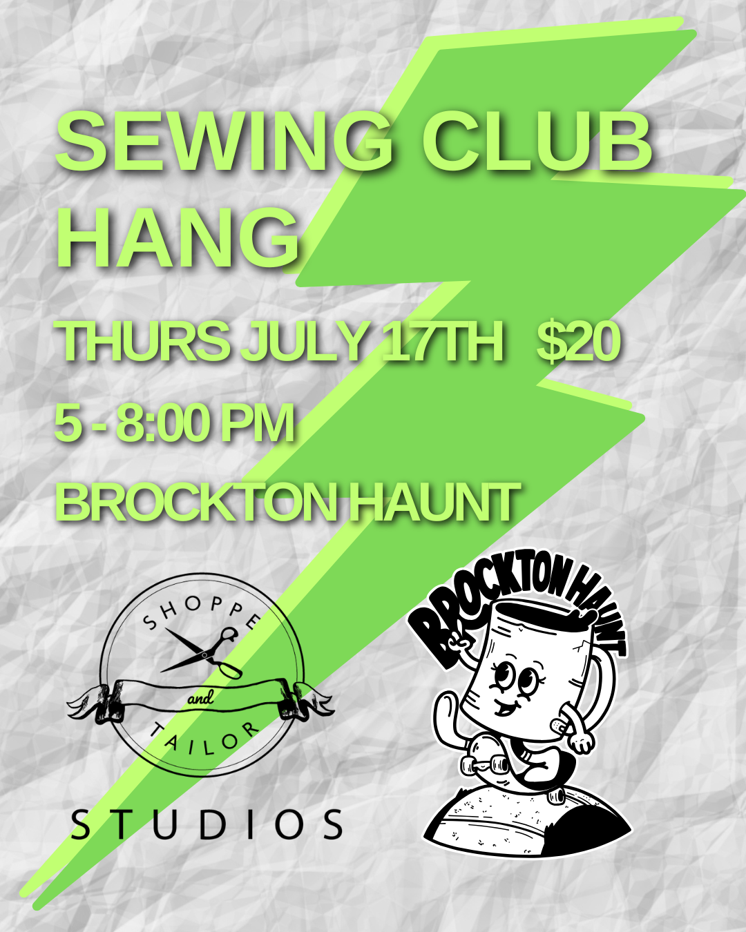 SEWING CLUB HANG $20 July 17th