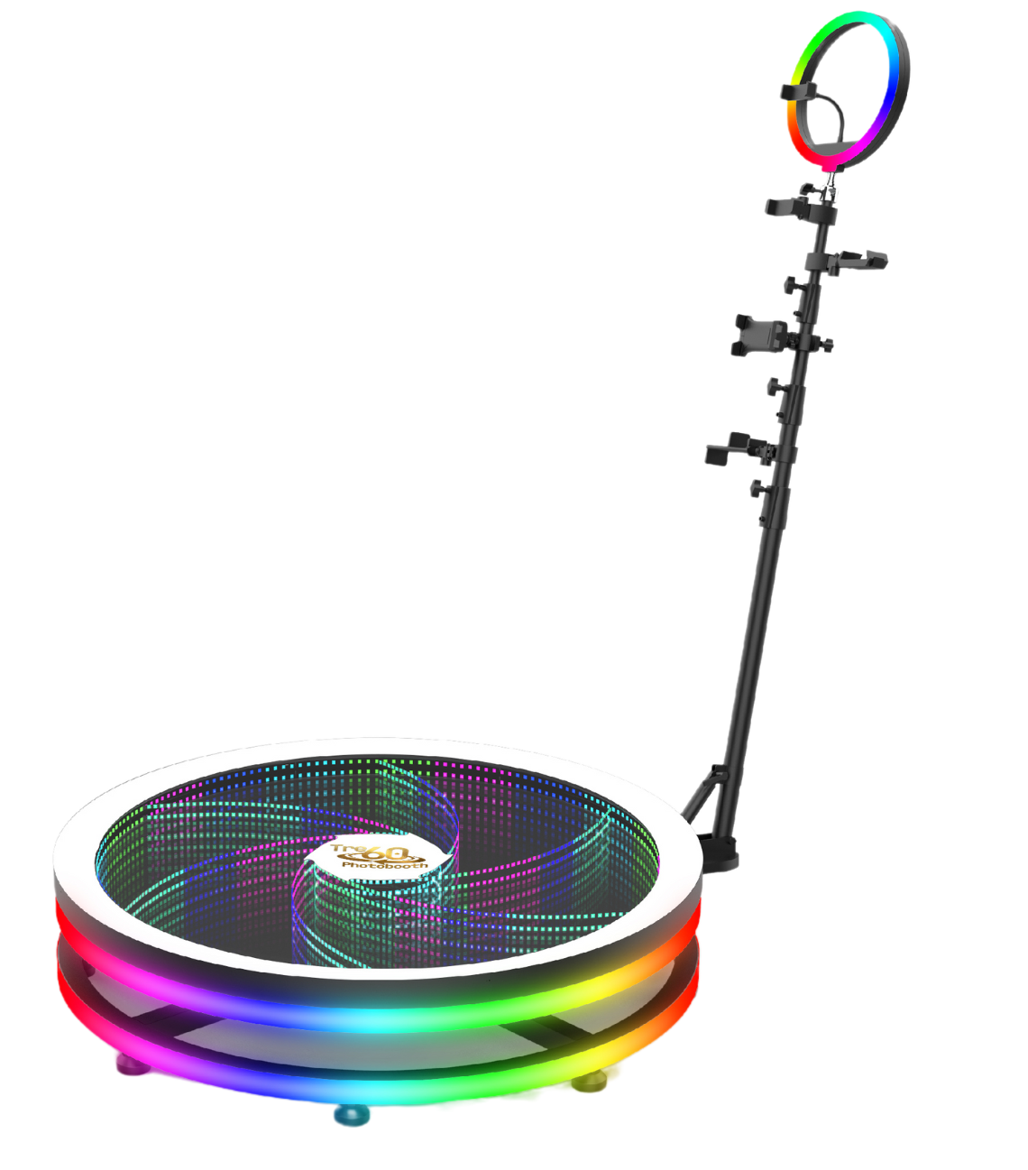 Colorful LED-lit 360 photo booth