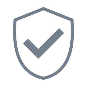 An icon of a shield with a tick inside, representing trust