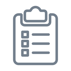 An icon of a clipboard with tick-boxes and lines representing text