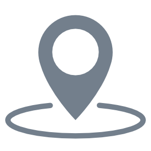 A location pin icon with a circular base, indicating a map marker