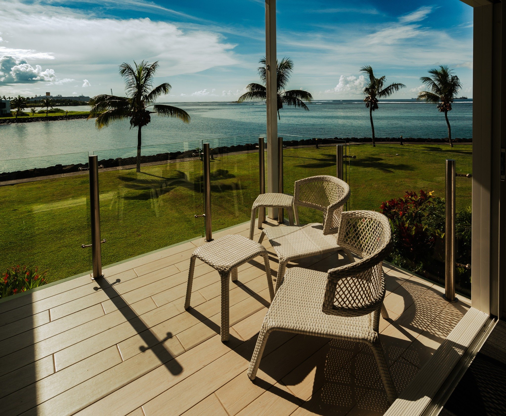 Waking up to ocean views at Taumeasina Island Resort: the ultimate island morning routine. 🌴☀️