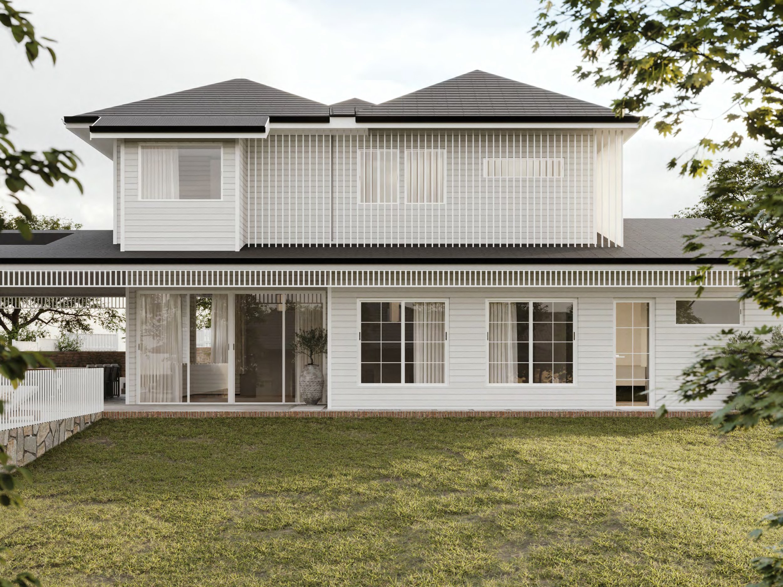 Project combines residential features such as outdoor living spaces, a pool, and private quarters with a commercial element in the form of a bakery and sales point, creating a multifaceted and potentially vibrant living environment.