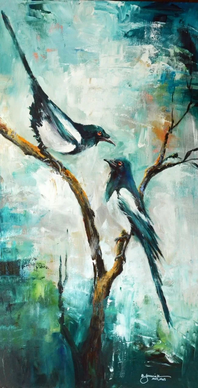 "Magpie Mutterings" 20x40 $1495