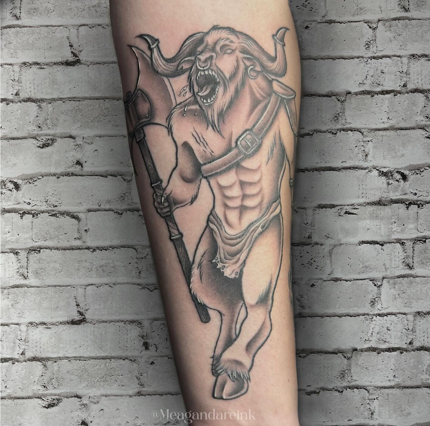 ⚔️ MINOTAUR ⚔️
Super stoked that I got to do this sick monster piece! This is the beginning of a whole new sleeve and I can’t wait to share the process with you guys! So far I’m already loving how it turned out and I’d love to do mo