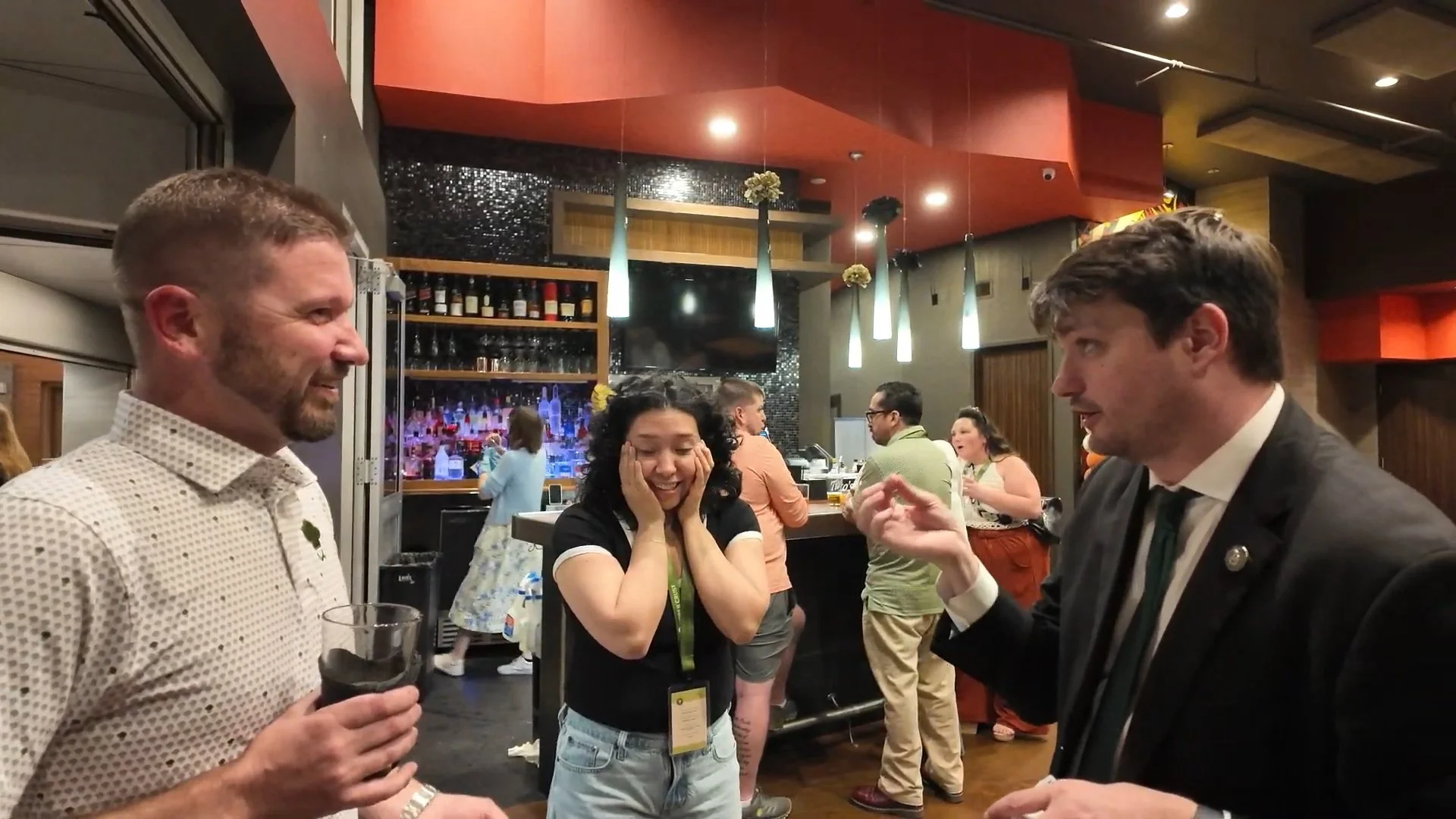 Josh Weidner performing as a strolling magician at a cocktail hour