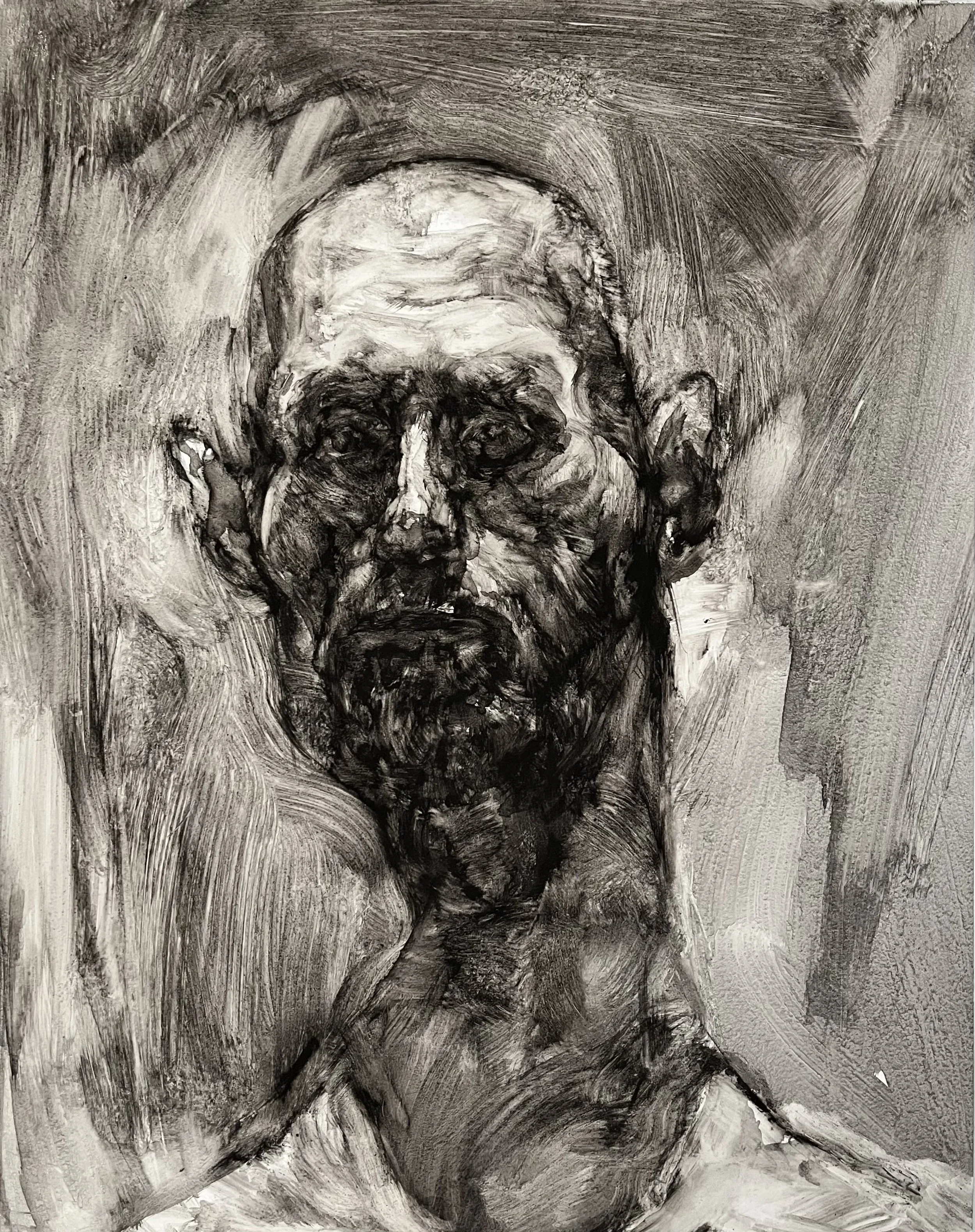 Head
~liquid charcoal on synthetic paper ~14" x 11"
~2025