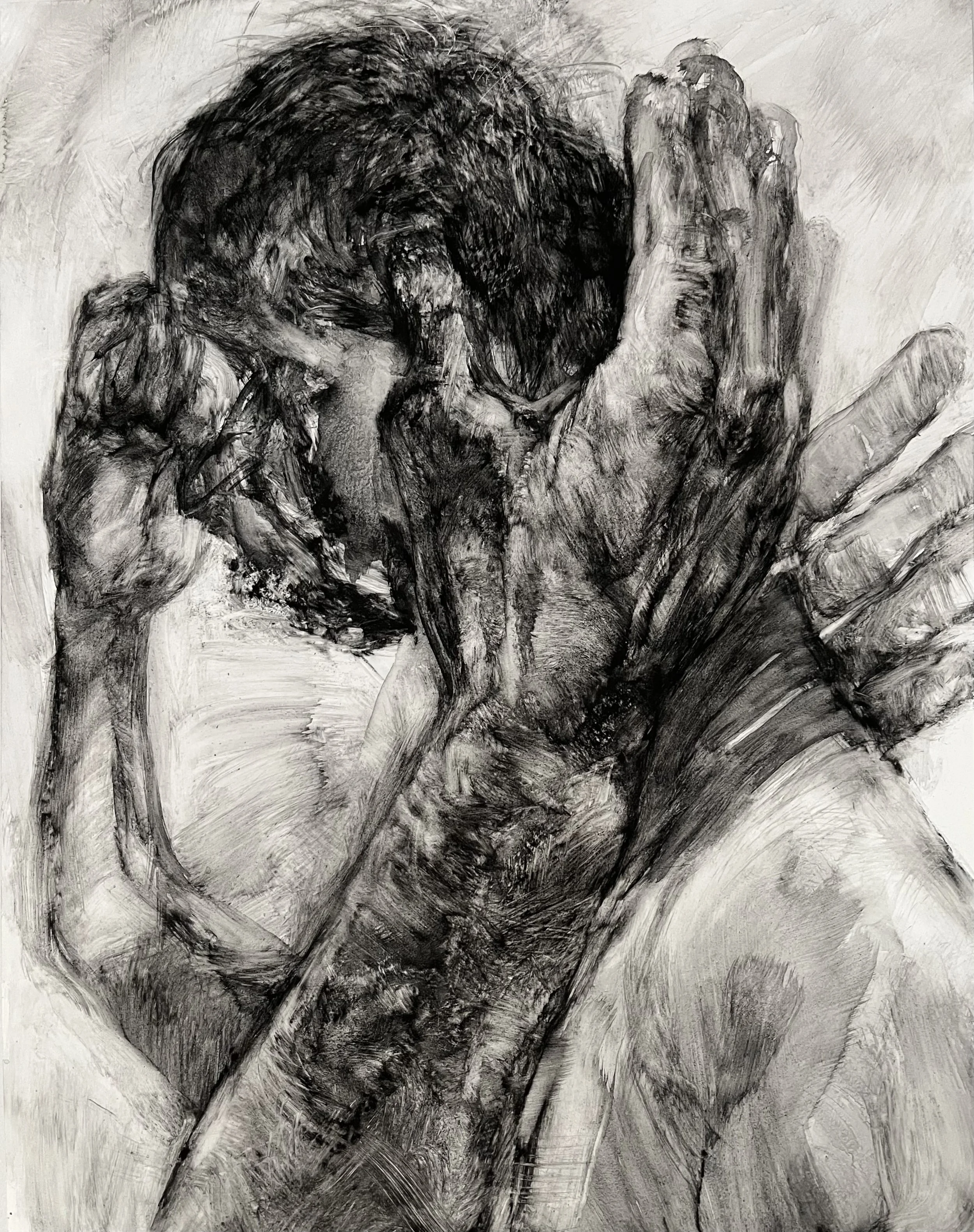 Collected
 ~ liquid charcoal on synthetic paper ~ 14" x 11" ~ 2025