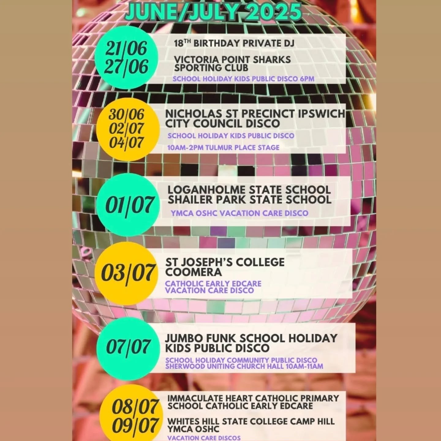 ✨️ June/July 2025 ✨️
Will we see YOU on the dance floor? 🕺

#gigguide #jumbofunk #MobileDJ