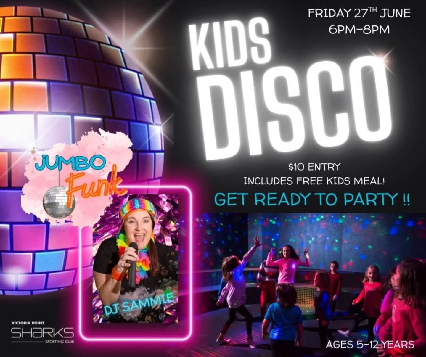 🎉👧🧒 HEY KIDS!!! IT&rsquo;S PARTY TIME 🥳 ✨

Celebrate the end of School Term with DJ Sammie spinning all your favorite party hits! 🎶🪩

🎟️ Tickets $10 at the door 
🍔 FREE KIDS MEAL included 
🧒 Kids age 5-12 years
🌟 Under 5 free (must be accom