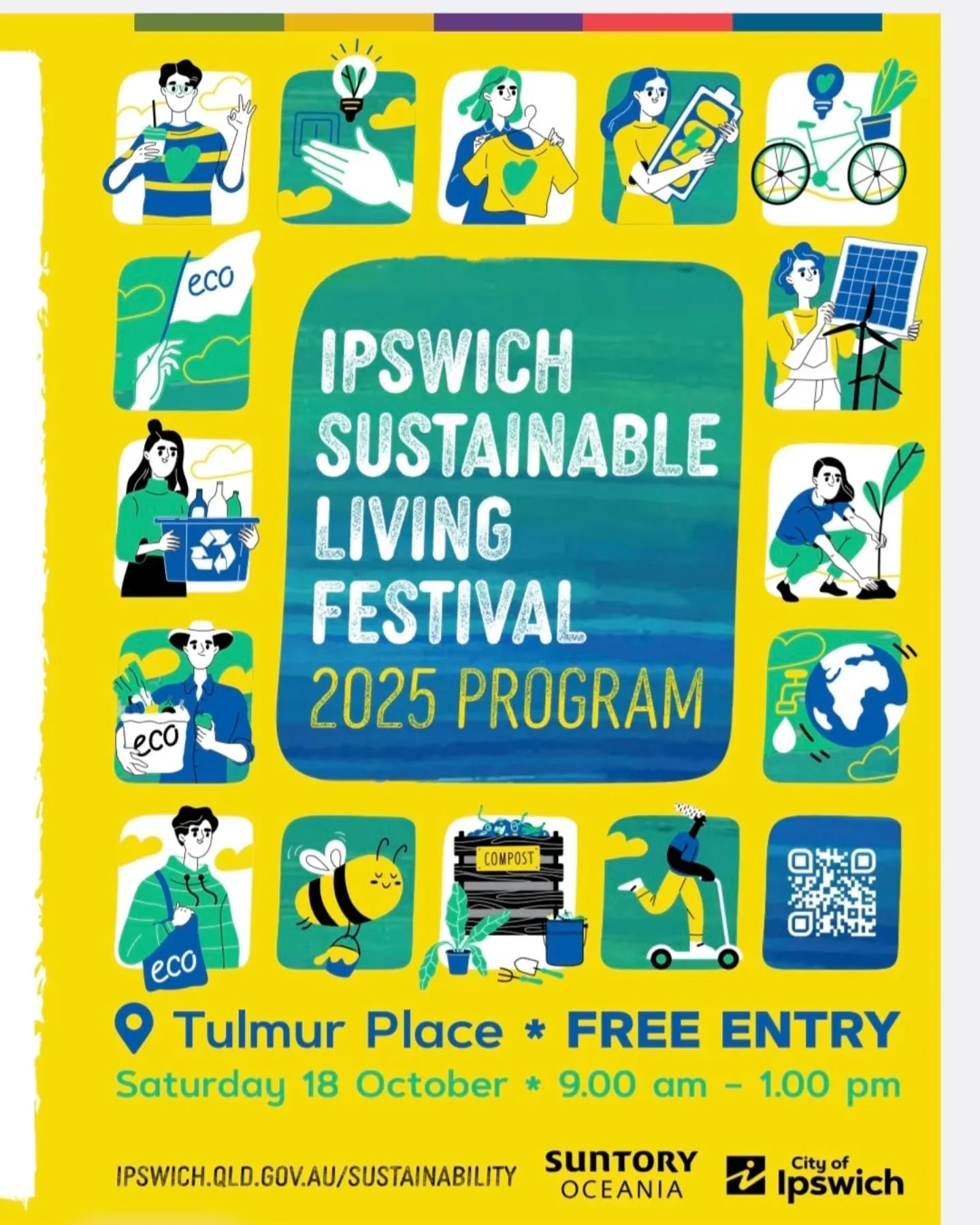 Join us at the Ipswich Sustainable Living Festival for a day of inspiration, community and fun! Discover new ways to embrace an eco-friendly lifestyle with free workshops, expert speakers, local initiatives and more. 

DATE: Saturday 18 October 2025
