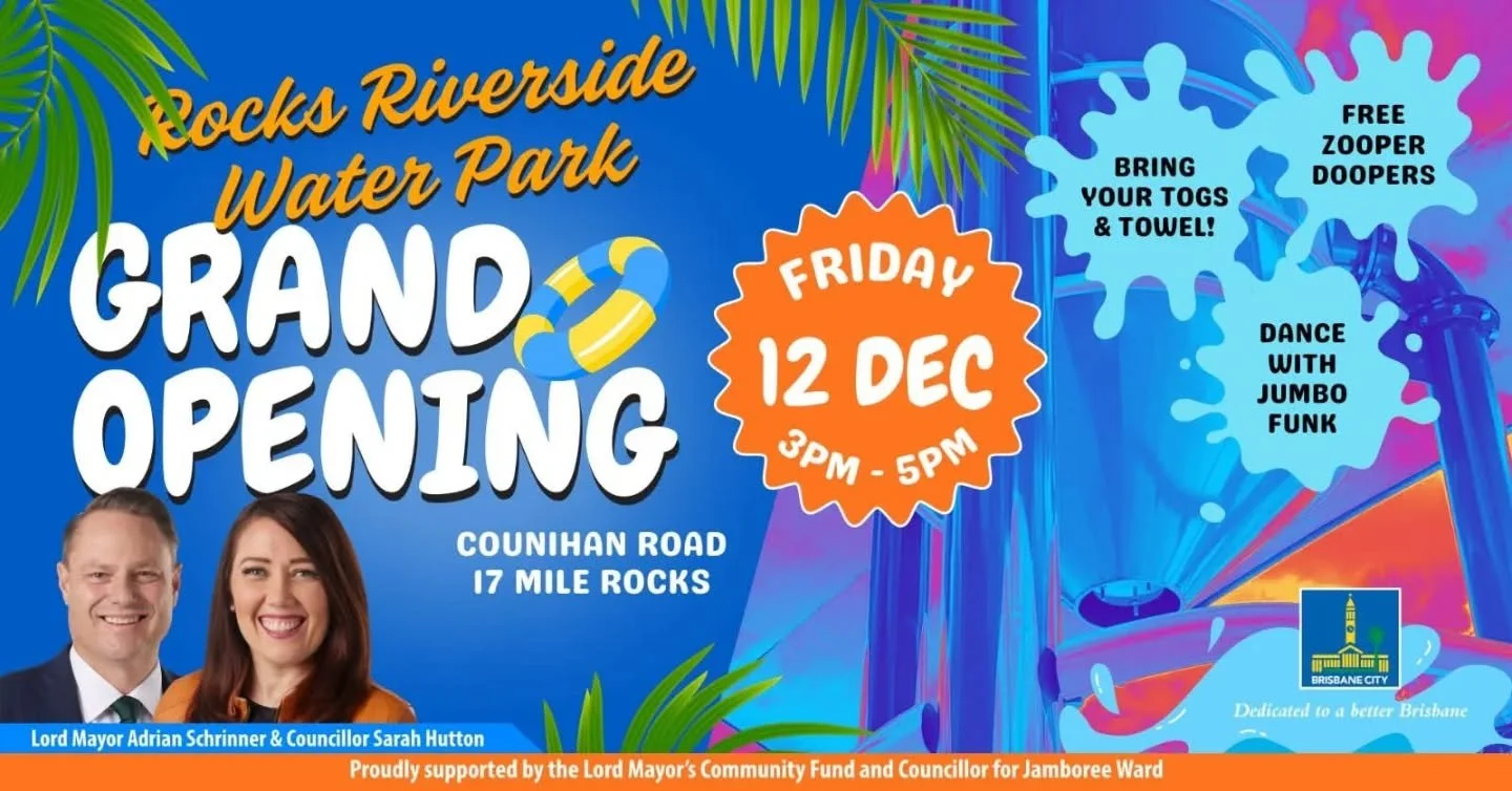 The Rocks Riverside Park water play area has had an exciting upgrade ☀️👙🪣🫧💦

Jumbo Funk will be spreading summer vibes this Friday 12th December from 3&ndash;4:45pm 🎶

🍧 Free Zooper Doopers to help everyone stay cool
💦 Plenty of water play fun
