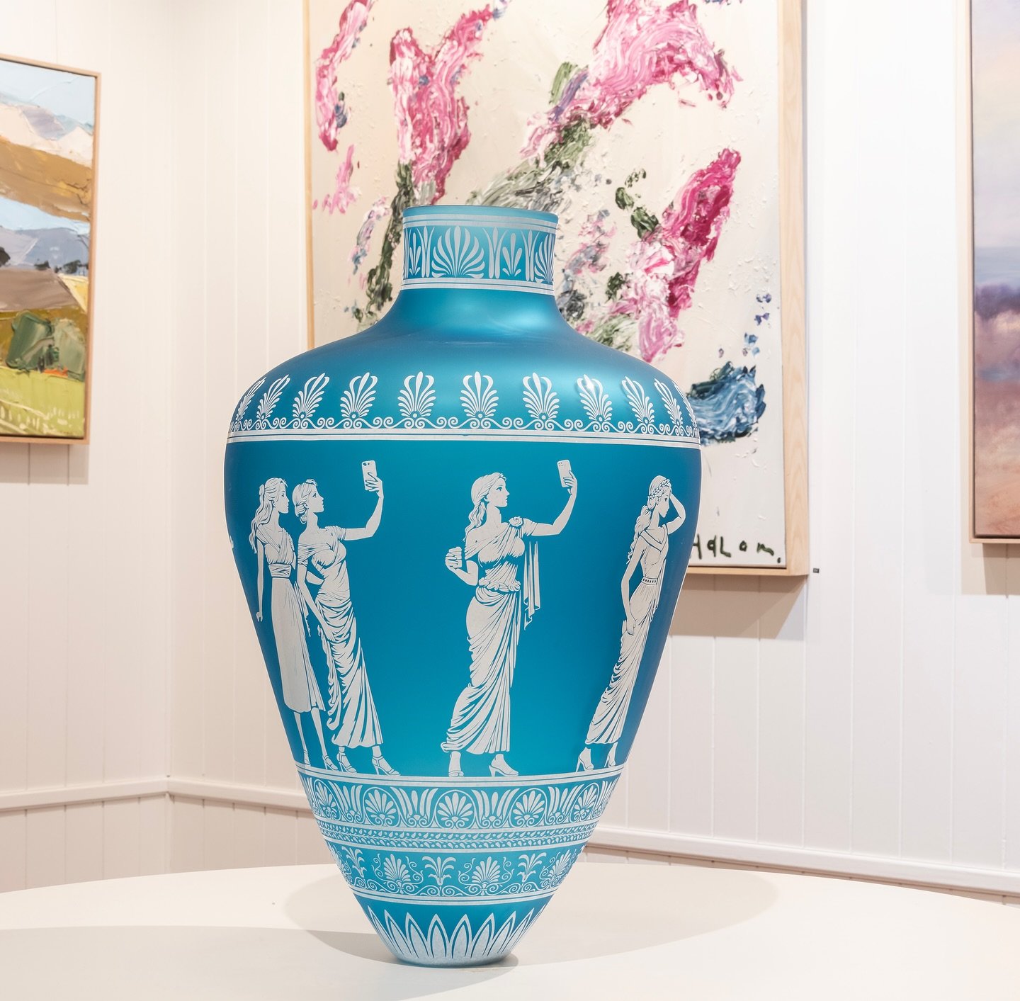 It often takes our visitors a little while before they realise the context of Jessica Murtagh&rsquo;s &lsquo;Main Character Syndrome&rsquo; work.  Saying so many things, her glass amphora speaks of our past, present and makes you contemplate our futu