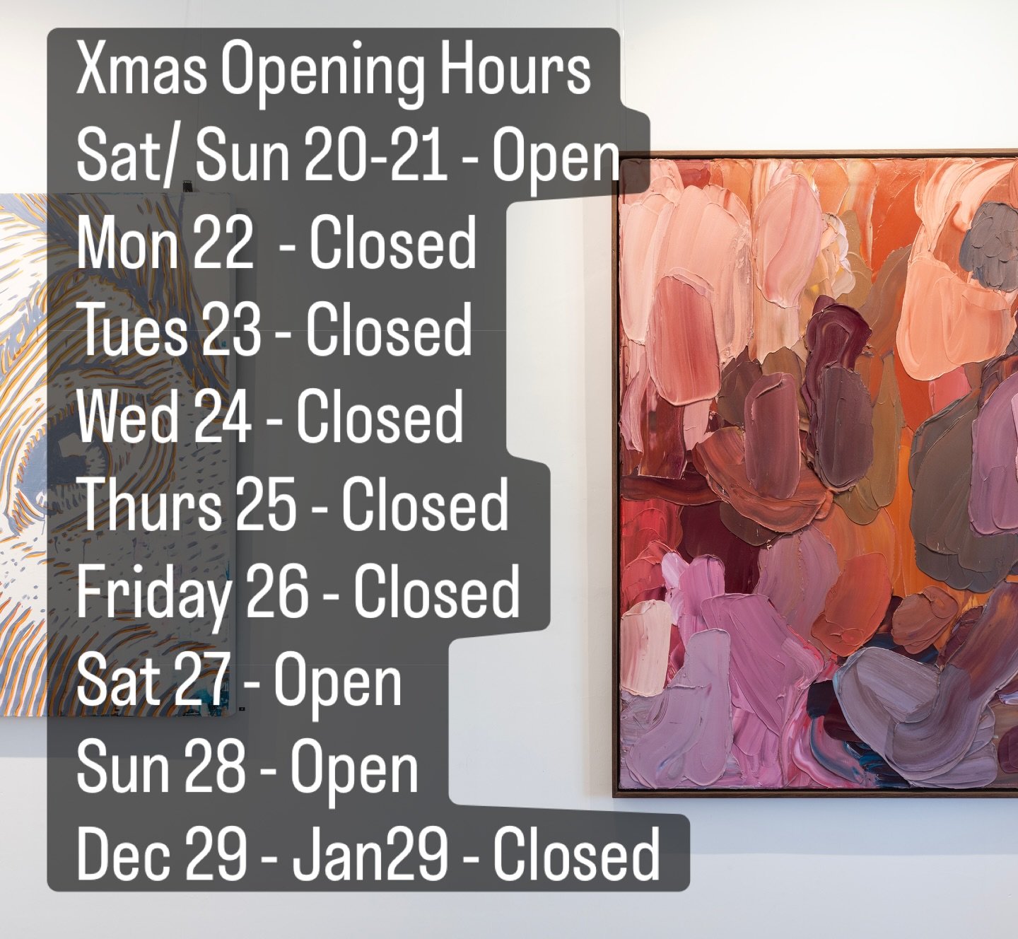 Xmas trading hours with a little break in January x