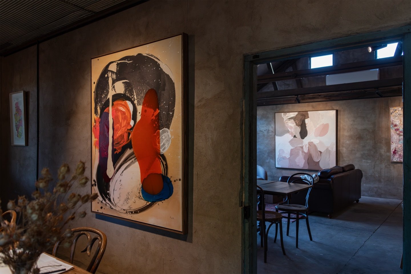 Open Friday - Sunday 11-4pm for art, wine and platters.  On the terrace, or in the lounge there is a space for all occasions.