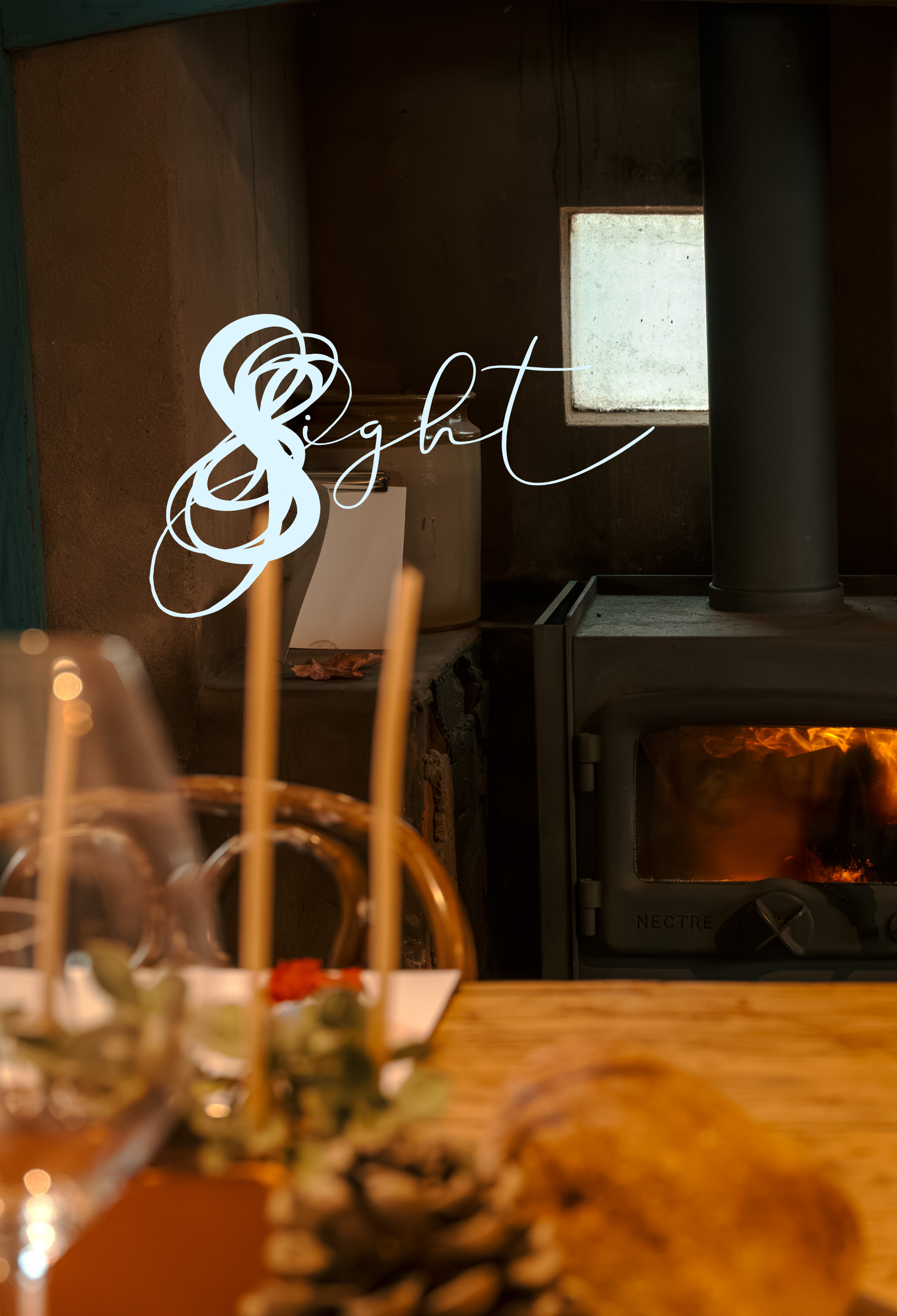 Long lunch for 8 people including image of fire in the private Mirus Room