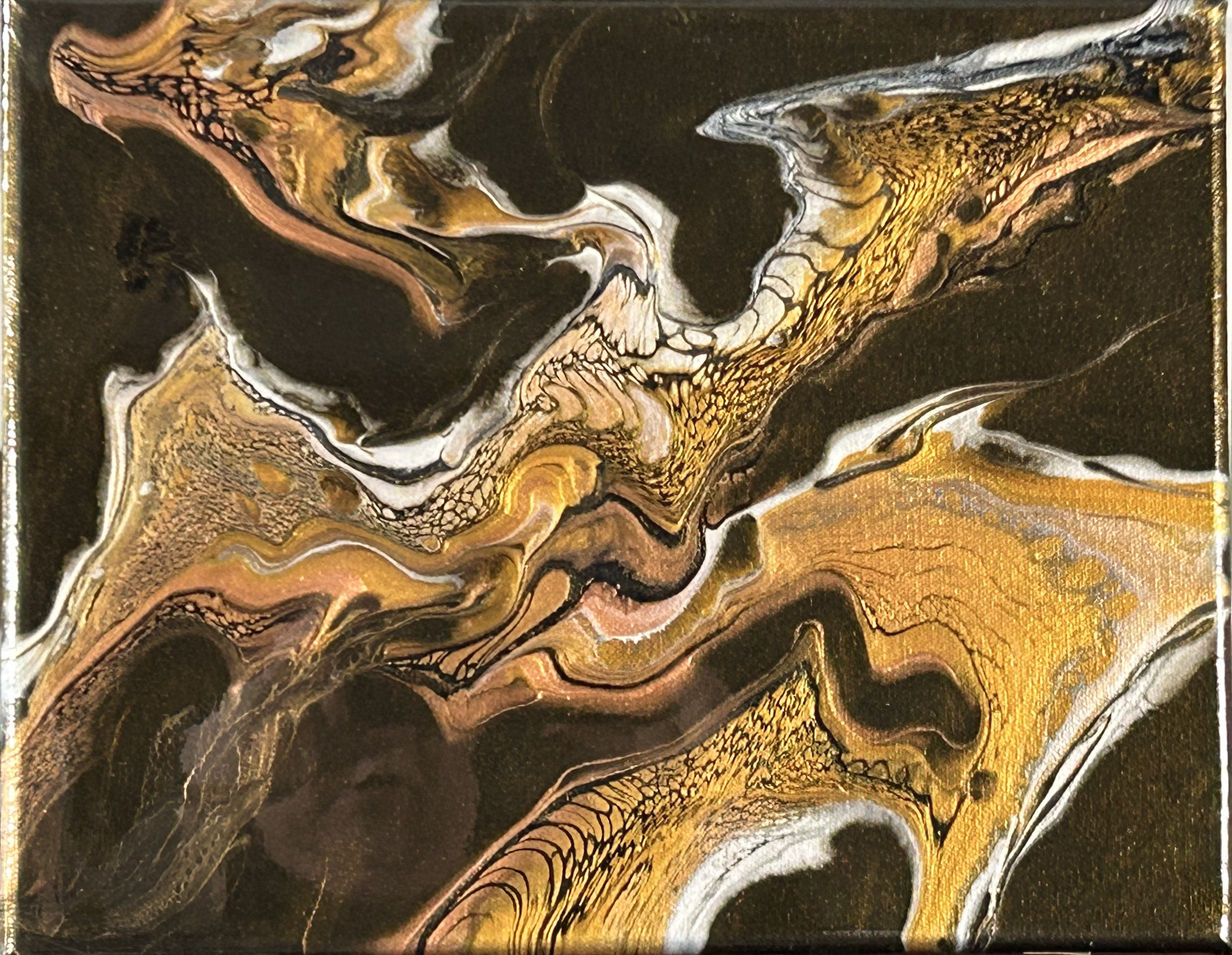 Metallic Dragon, 2024, Acrylic on Canvas, Resin Finish, 11x14, Private Collection