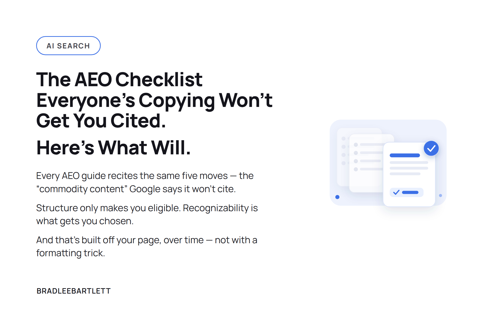 Why the Answer Engine Optimization (AEO)  Checklist Everyone's Copying Won't Get You Cited