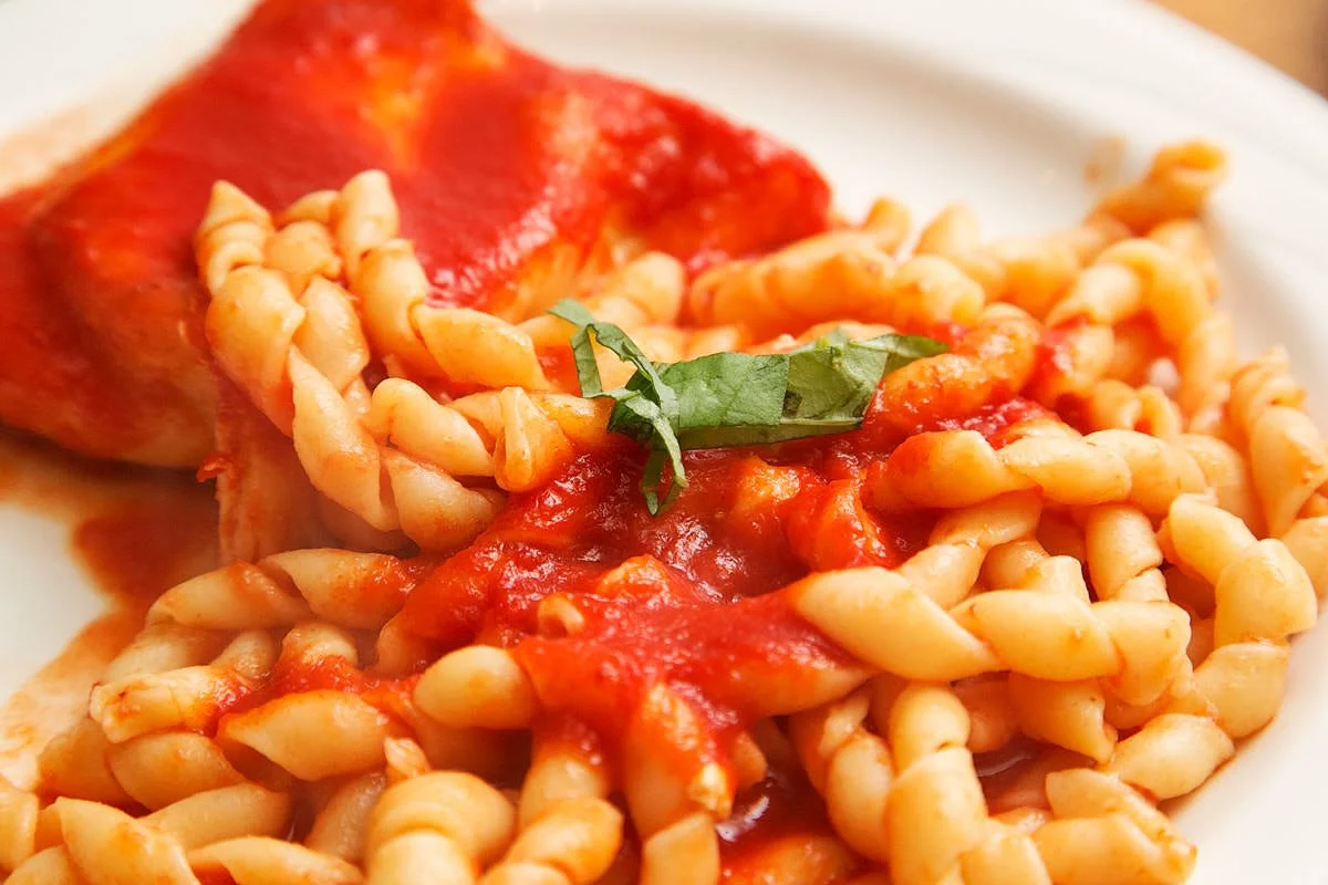 Pasta on a plate.