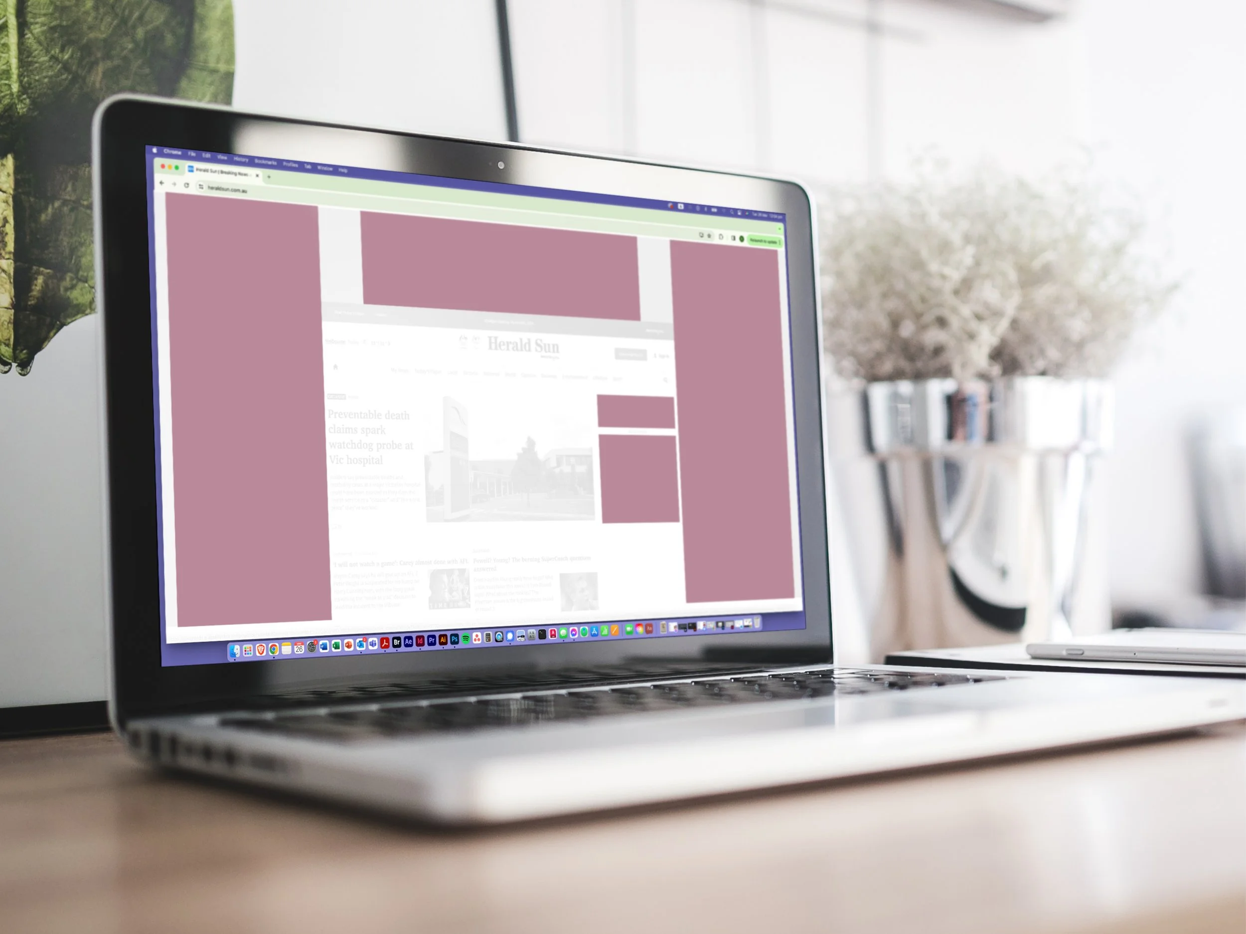 Digital banners mocked up on a laptop screen