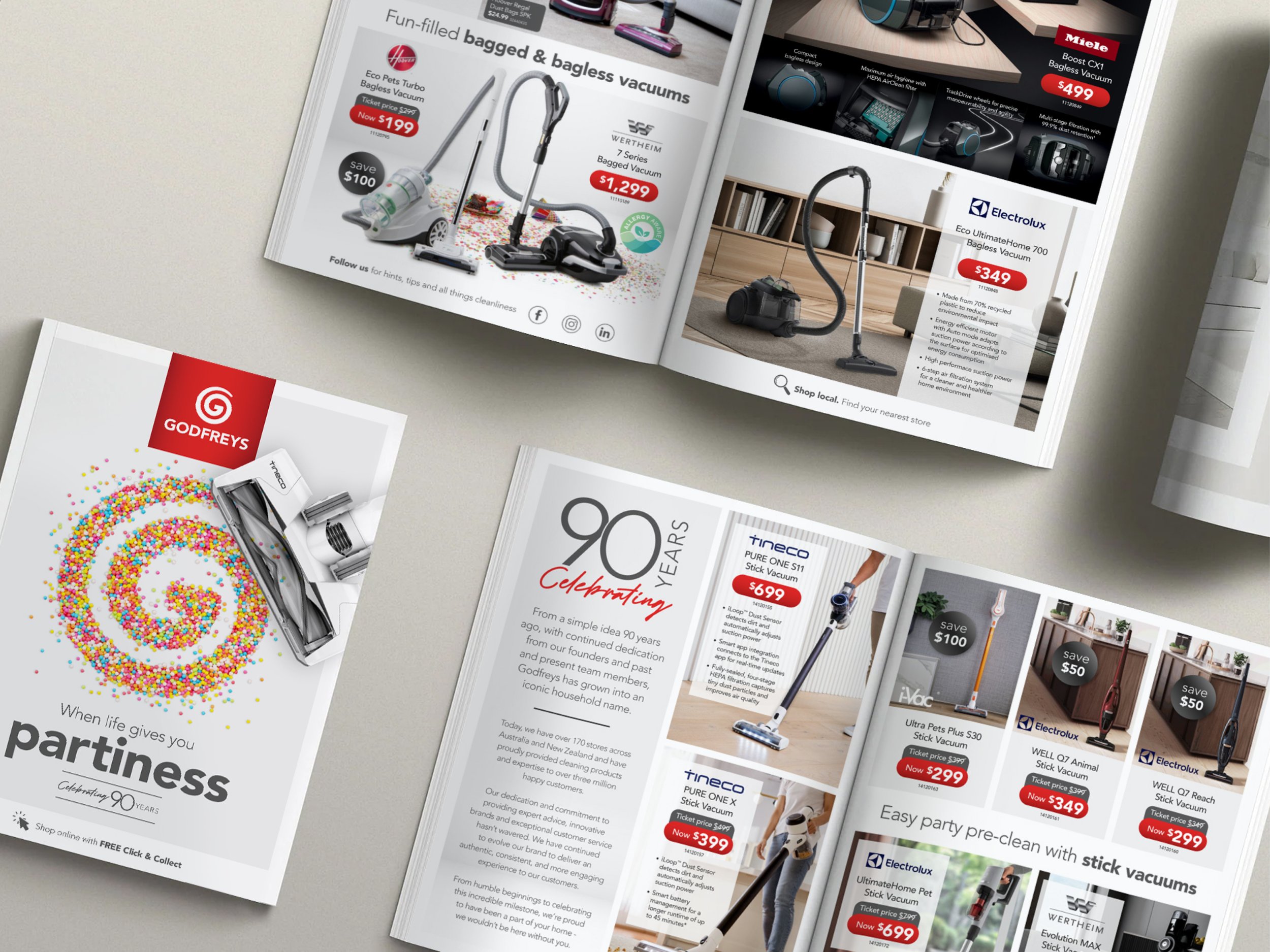 Godfreys catalogues on a desk