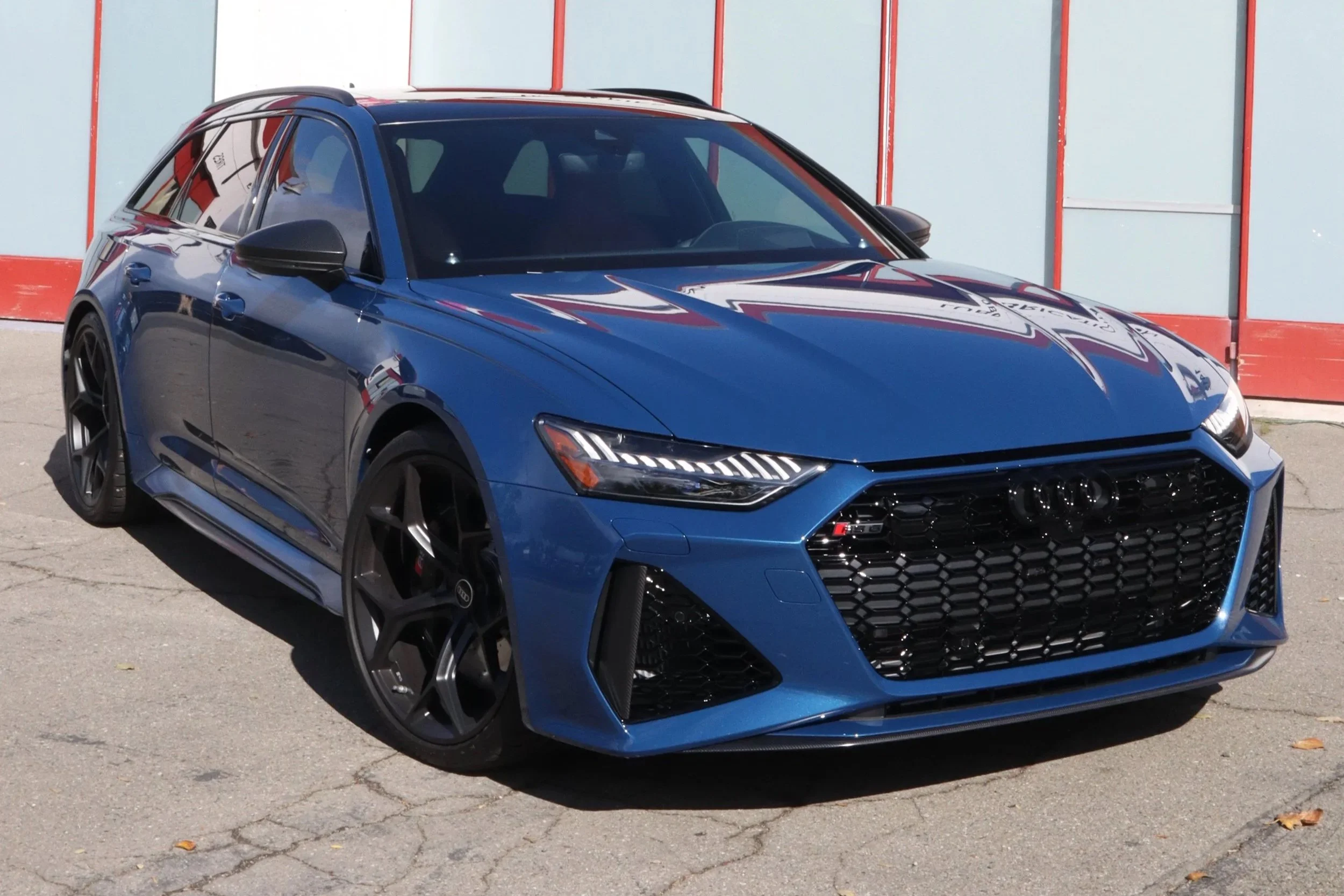 Blue Audi RS performance car with glossy ceramic coated finish, PPF on full body, full 3M Crystalline window tint