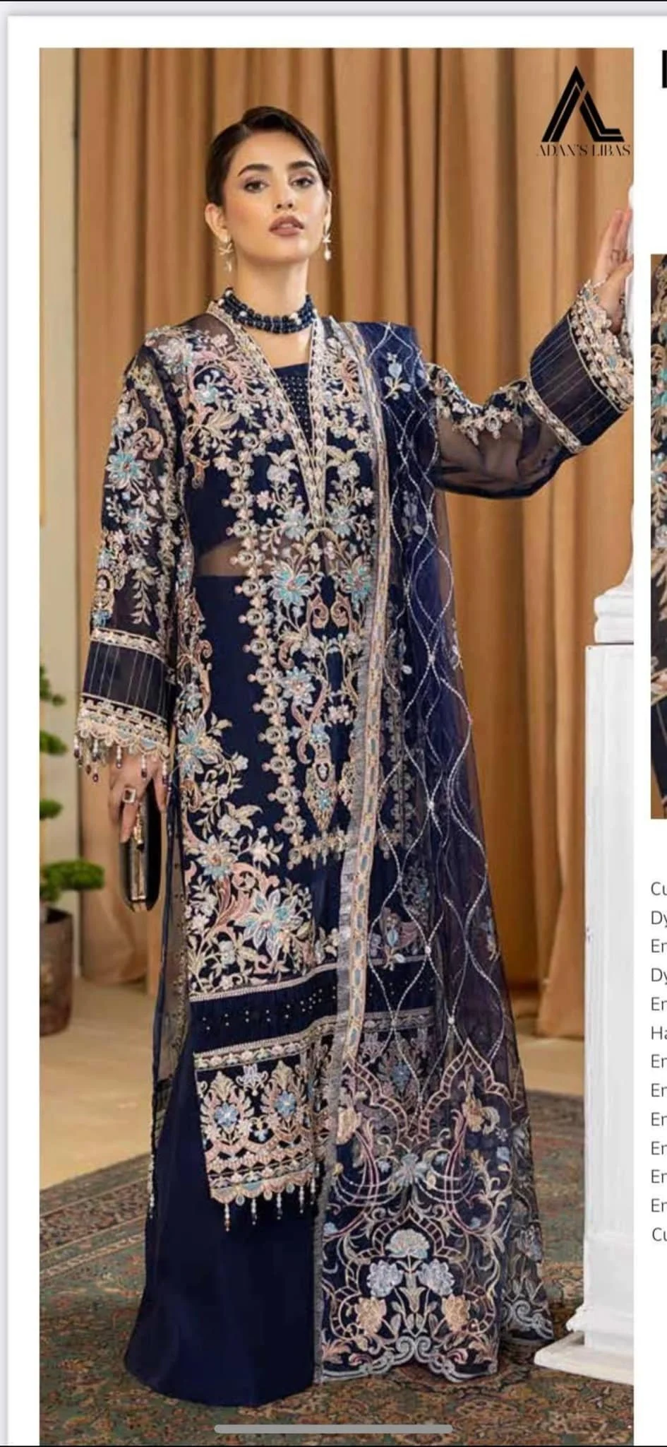 Navy blue organza dress  Mon Ranga Style