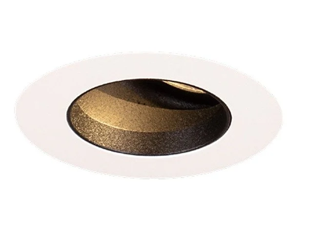 A white ceiling light fixture with a black and gold interior.