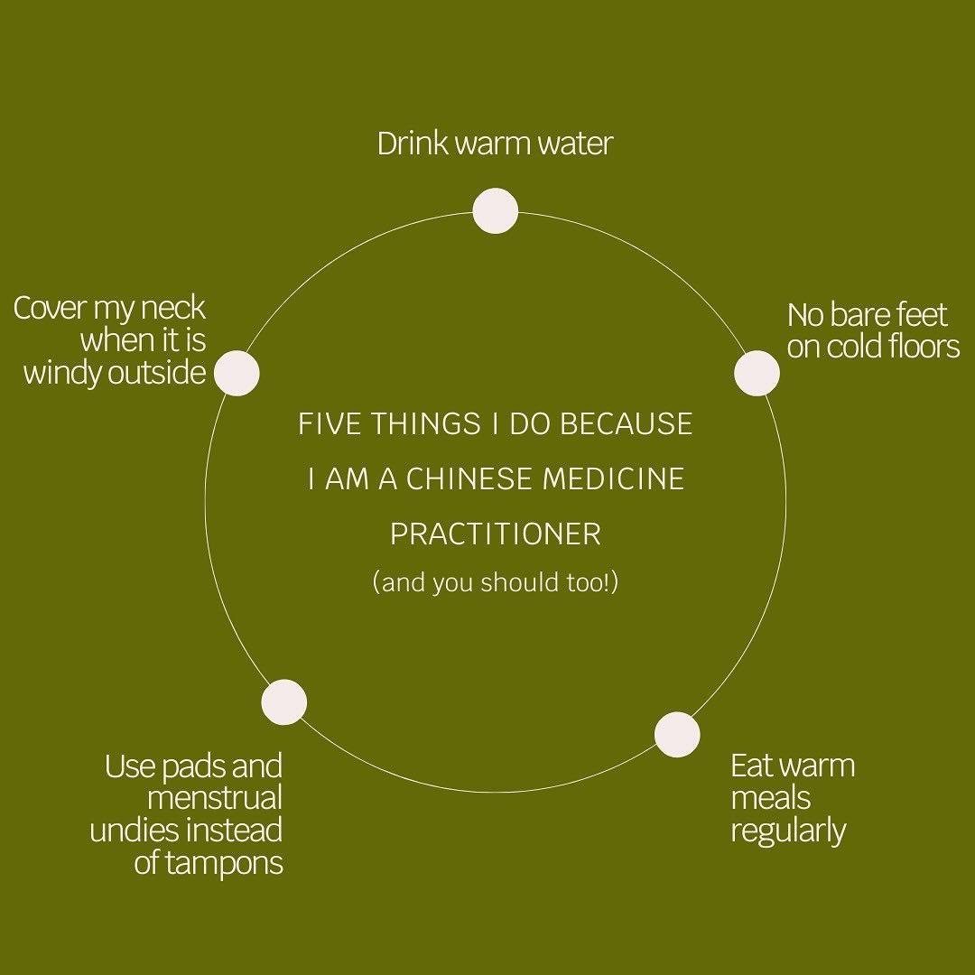 🌱5 things I do as a Chinese Medicine practitioner!🌱

Learning and using a different medicine system has really changed the way I do things in my day to day living! This is only scratching the surface, but here are 5 things I do and super easy for y