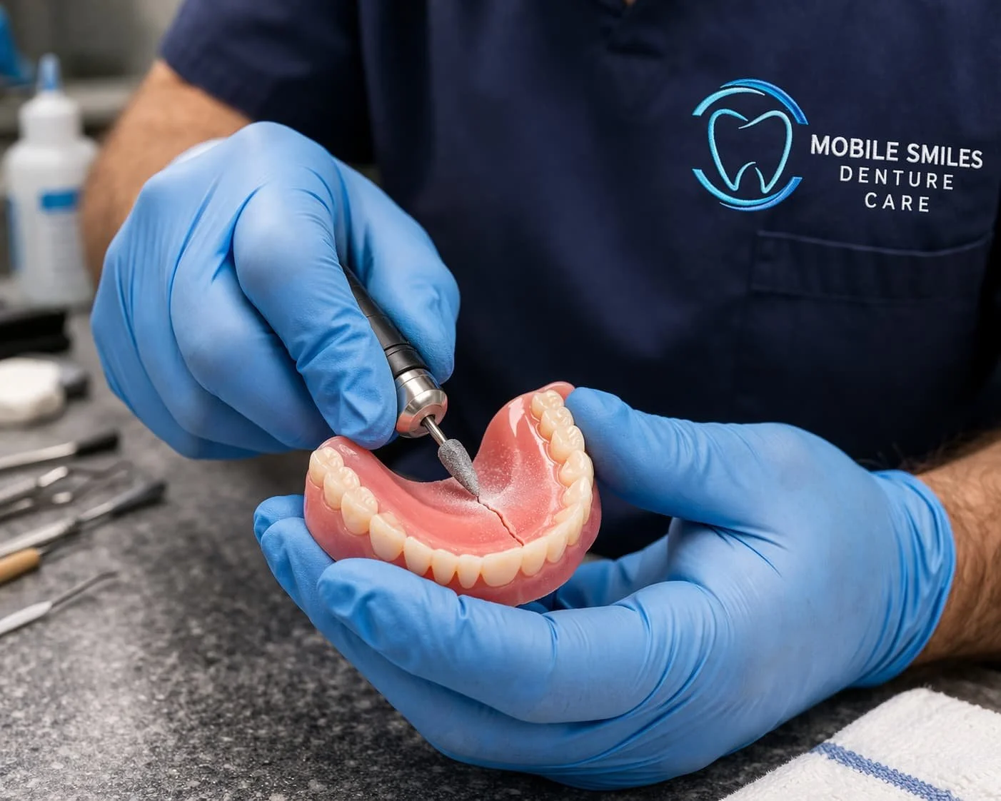 Repairing a denture in the lab