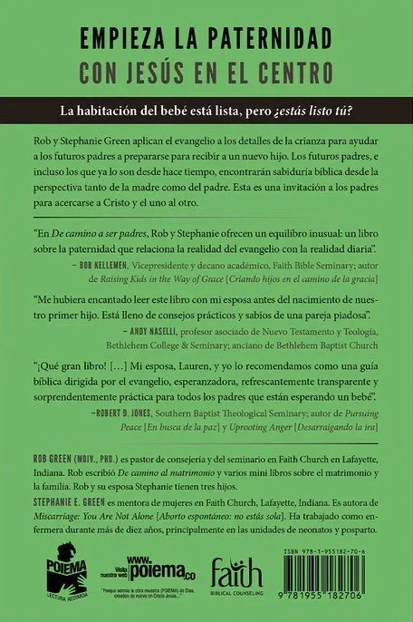 Contraportada del libro De camino a ser padres de Rob Green