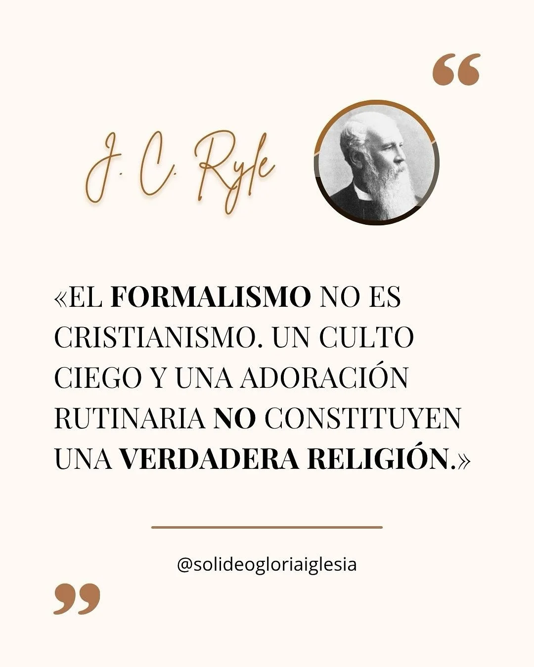 John Charles Ryle (1816-1900) denuncia una religi&oacute;n vac&iacute;a basada en rituales y apariencias externas sin transformaci&oacute;n interior. Afirma que el formalismo, el culto mec&aacute;nico y la adoraci&oacute;n entendimiento y conocimient