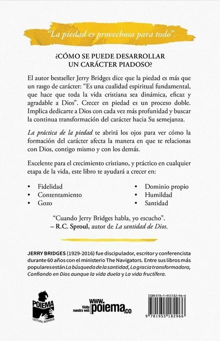 Contraportada del libro La práctica de la piedad de Jerry Bridges