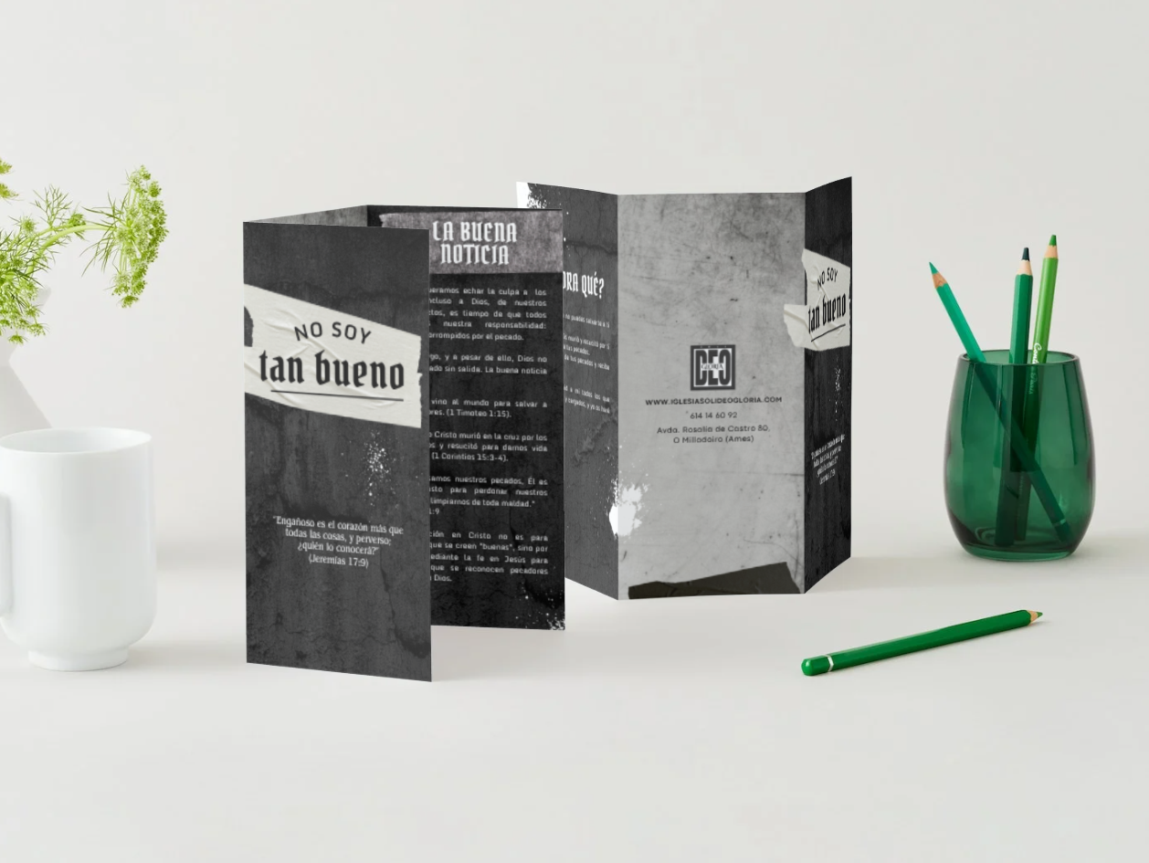 Folleto de evangelismo personal No soy tan bueno de la Iglesia Soli Deo Gloria.
